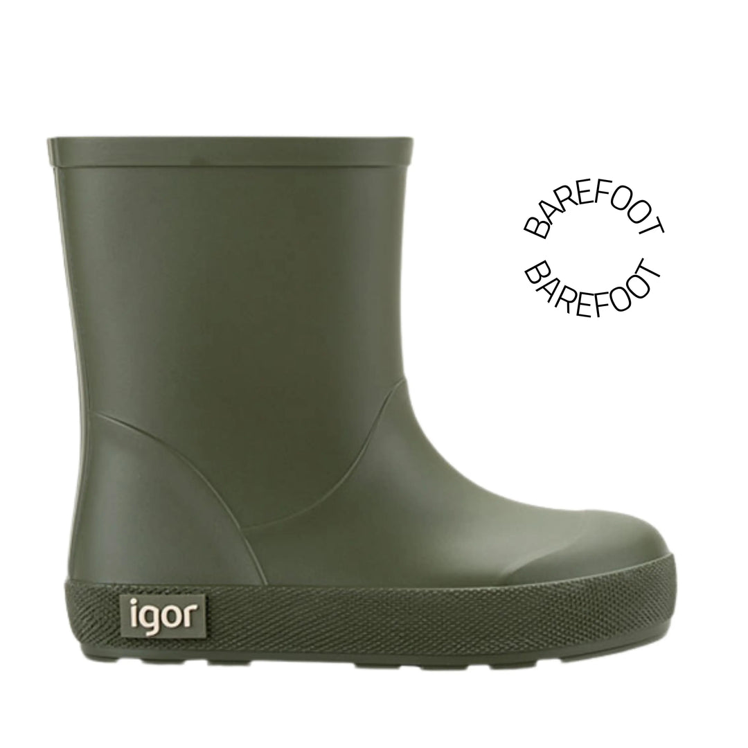 IGOR Bottes de Pluie Barefoot Yogi Kaki ma petite pointure