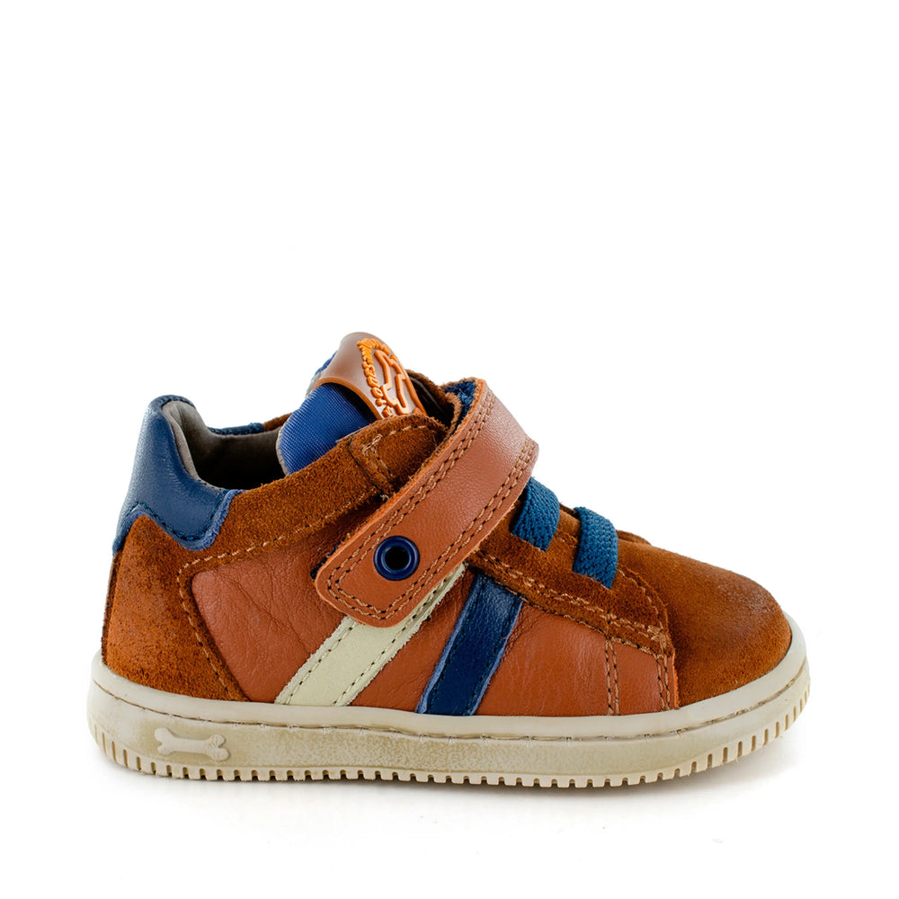 STONES AND BONES Baskets Near Calf Cognac + Blue ma petite pointure