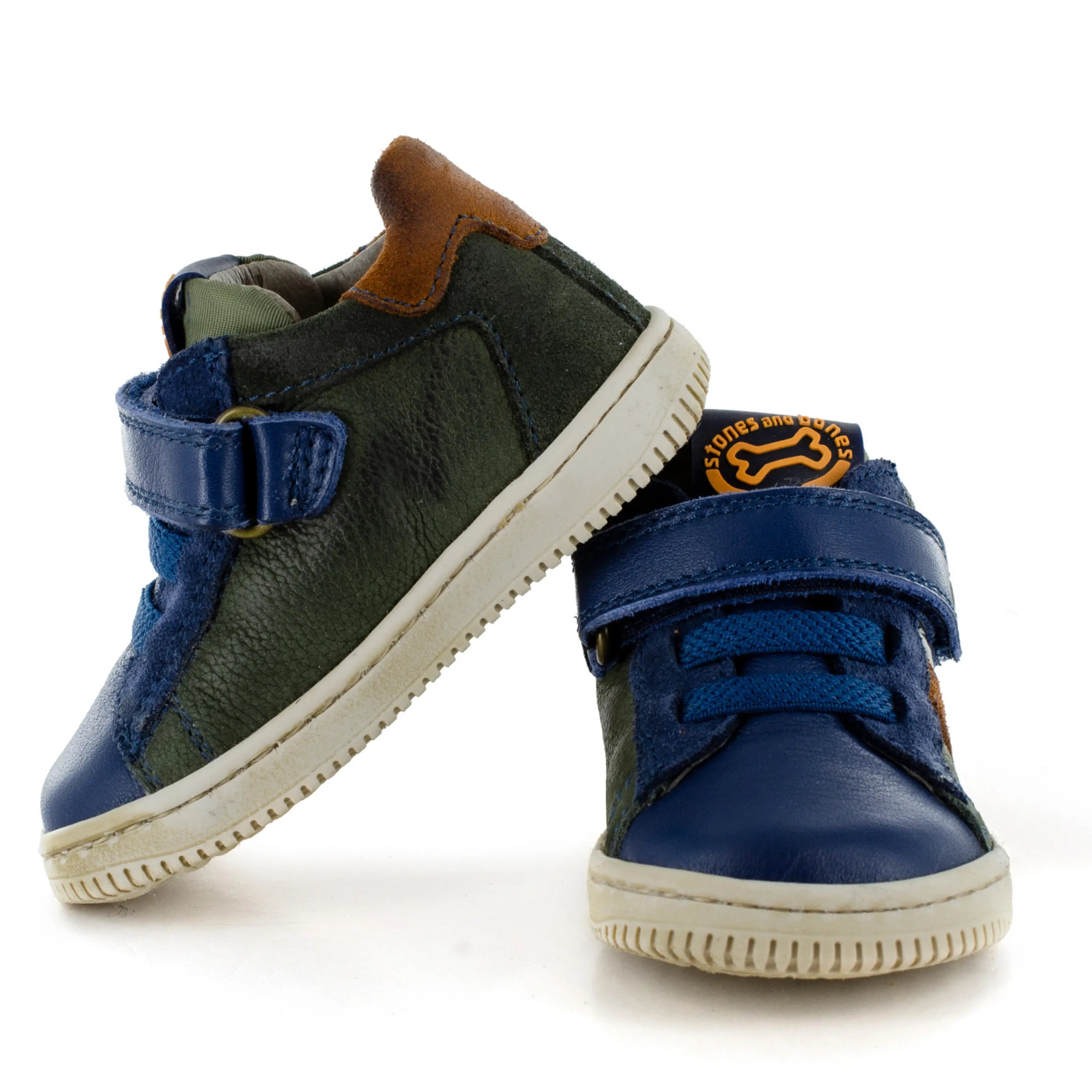 STONES AND BONES Baskets Near Calf Khaki + Blue ma petite pointure