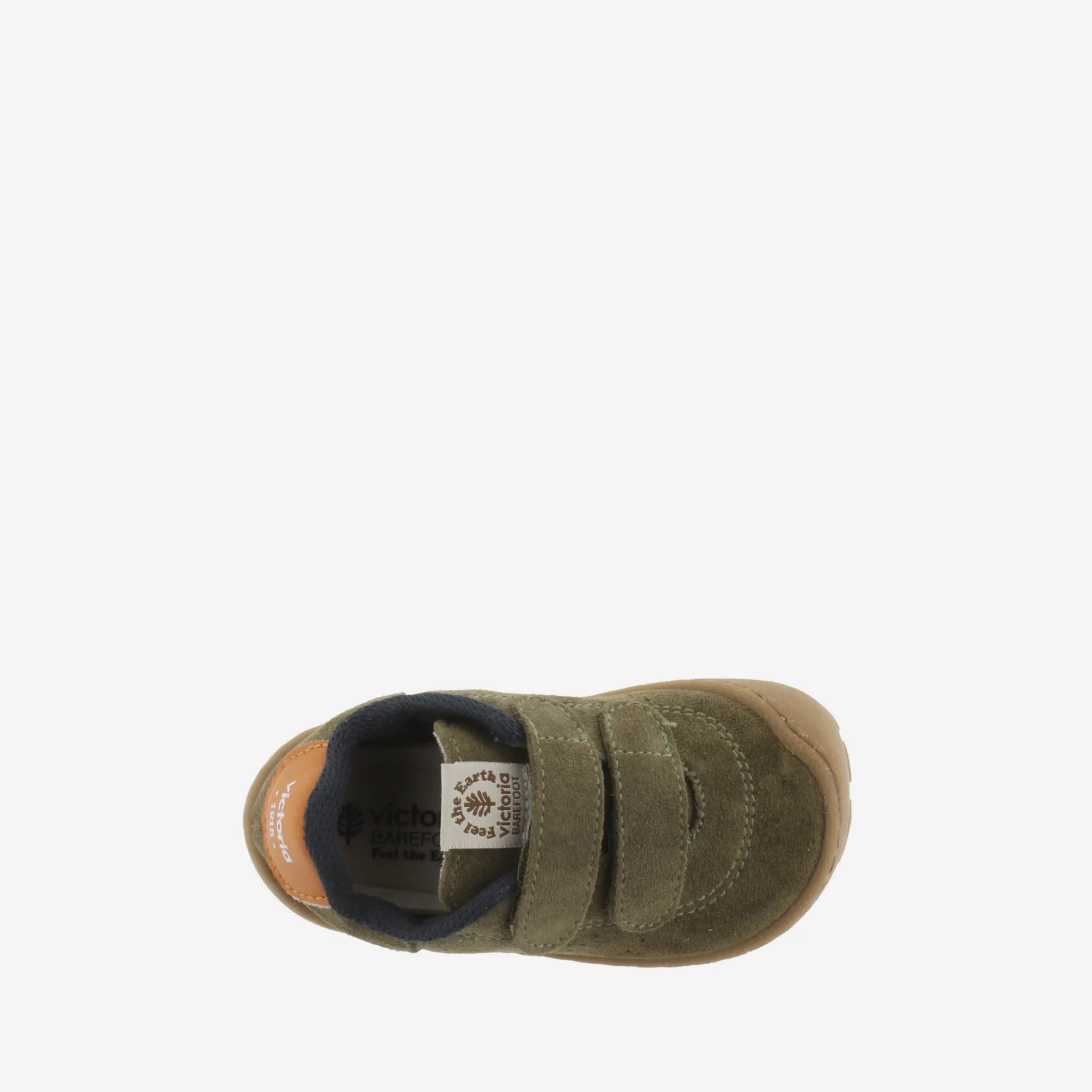 VICTORIA Baskets Barefoot Bosco Scratchs Cuir Fendu Kaki ma petite pointure