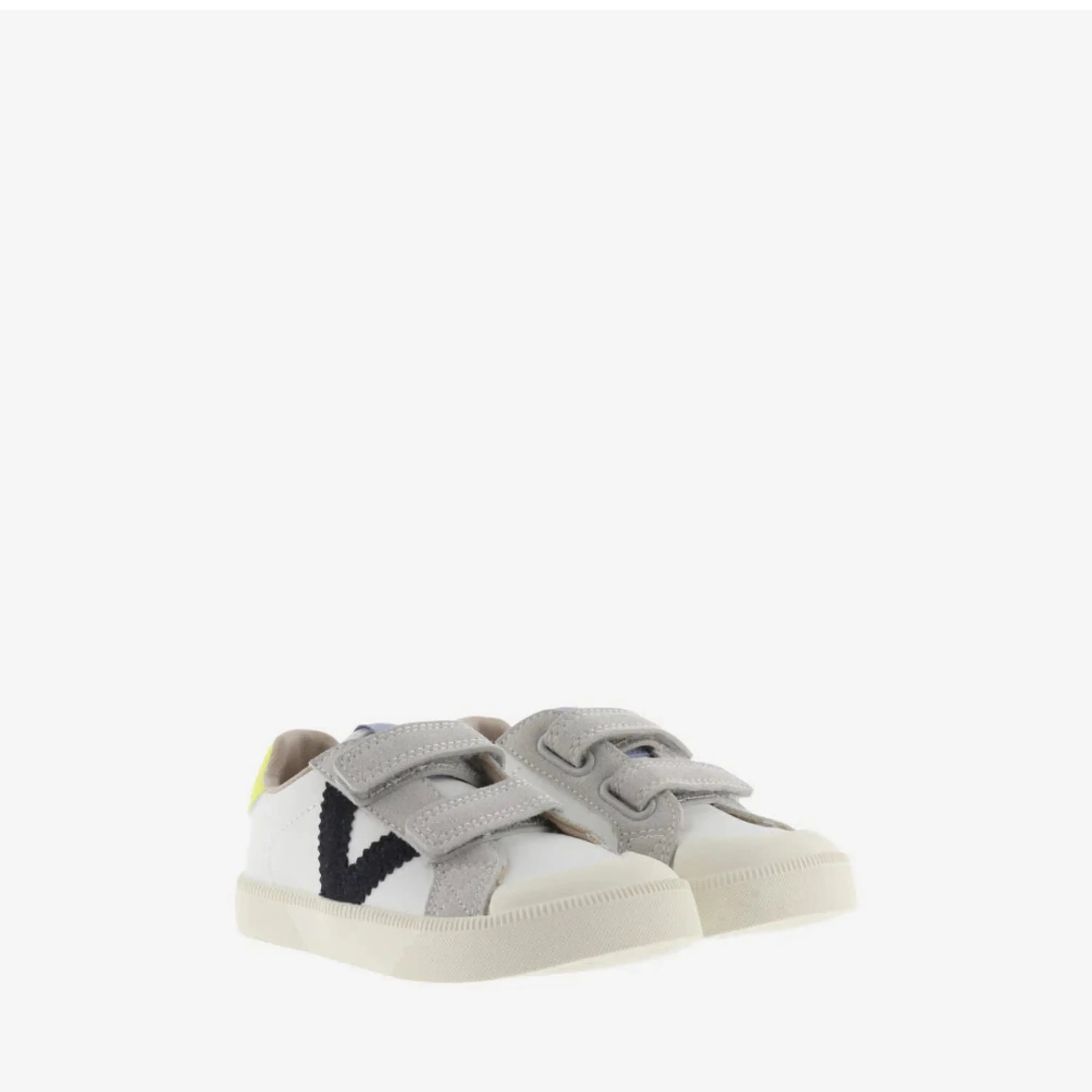 Baskets Barefoot premiers pas Oliver Scratchs Effet Cuir & Contraste Marino Victoria