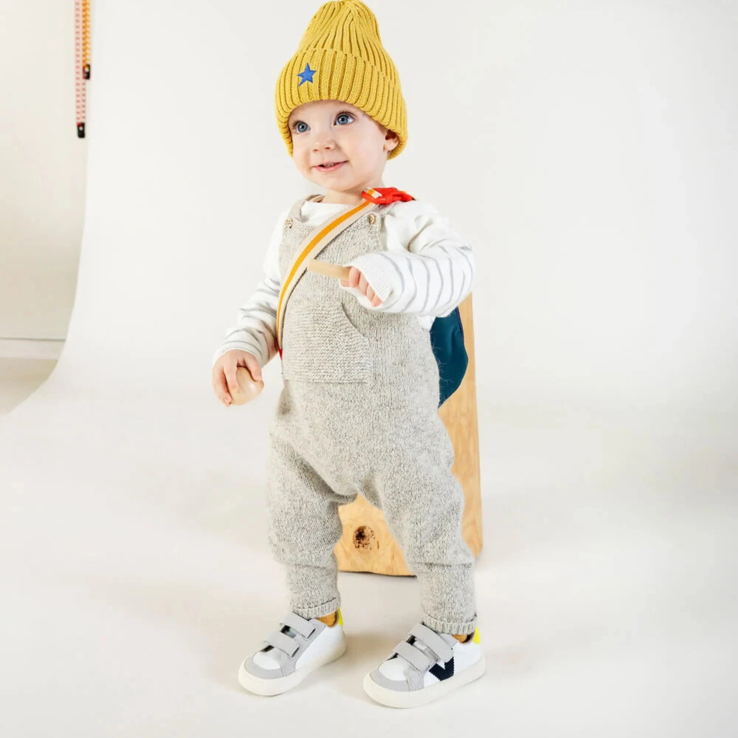 Baskets Barefoot Victoria pour enfant Oliver Scratchs Effet Cuir & Contraste Marino