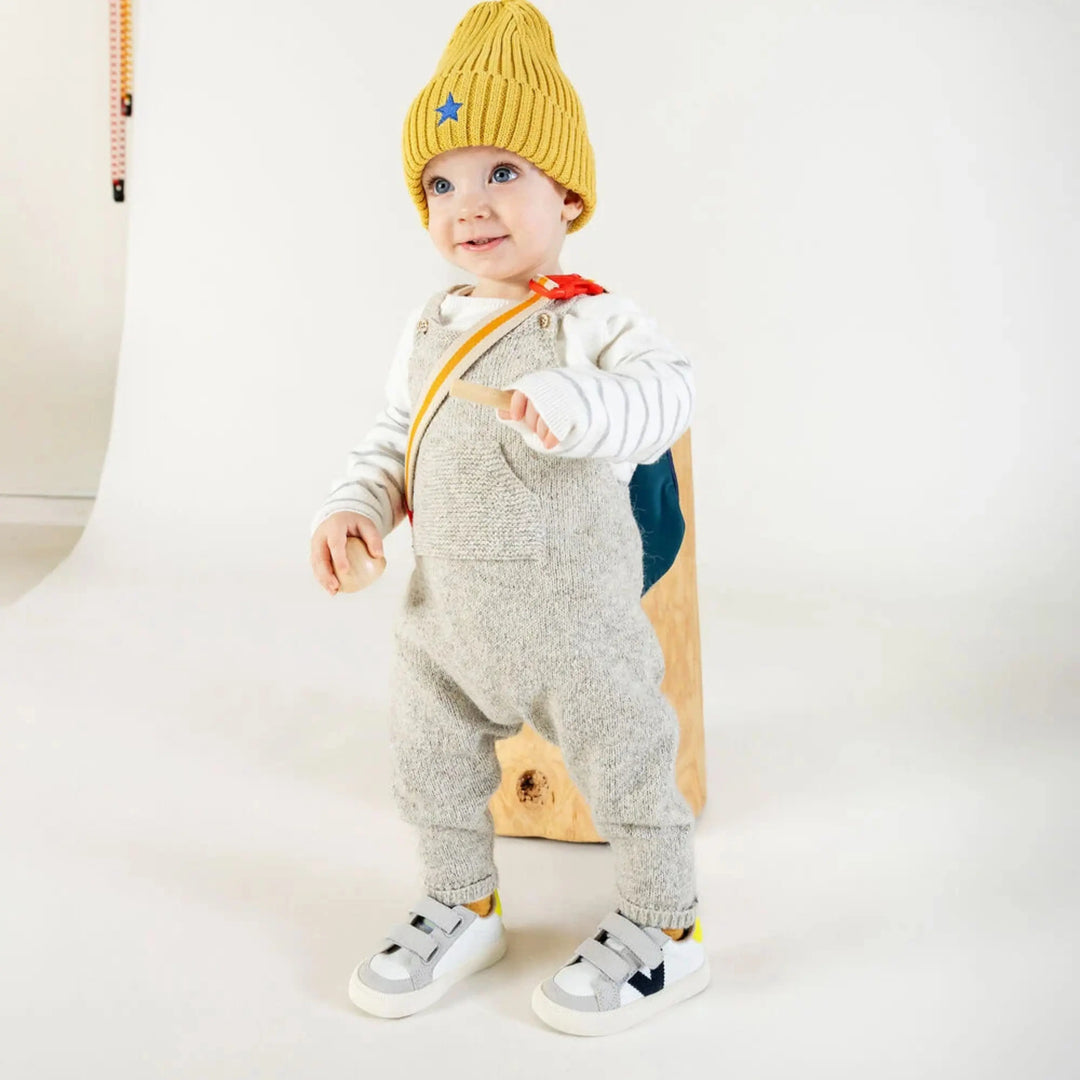 Baskets Barefoot Victoria pour enfant Oliver Scratchs Effet Cuir & Contraste Marino