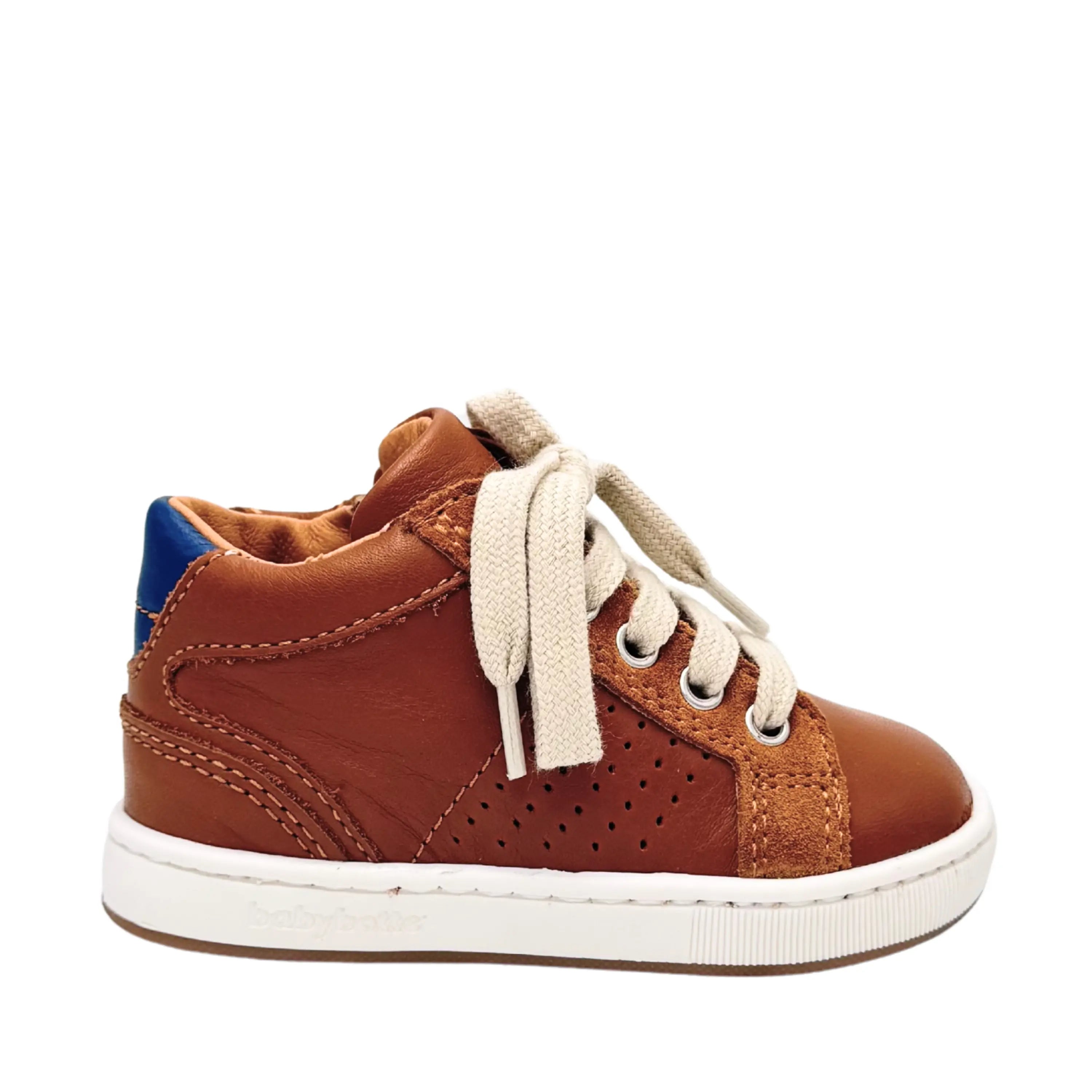 BABYBOTTE Baskets Favori Zip Cuir Cognac ma petite pointure