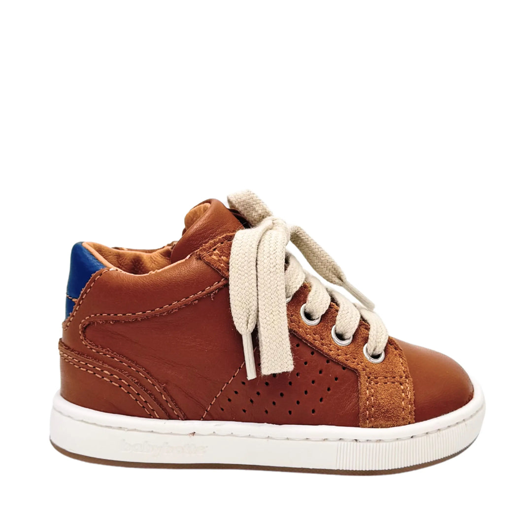 BABYBOTTE Baskets Favori Zip Cuir Cognac ma petite pointure