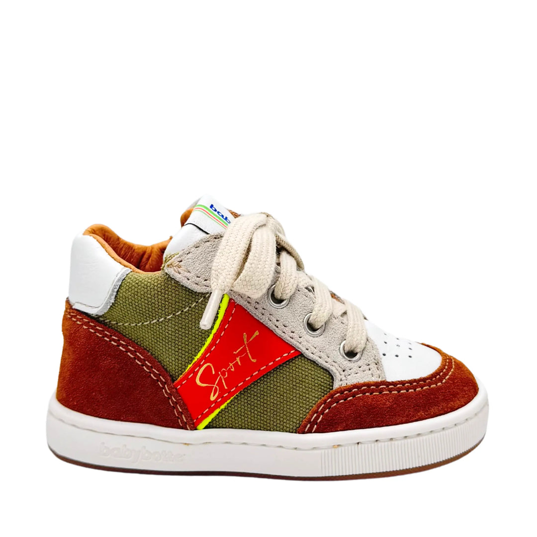 BABYBOTTE Baskets Formidable Cuir Textile Vert ma petite pointure