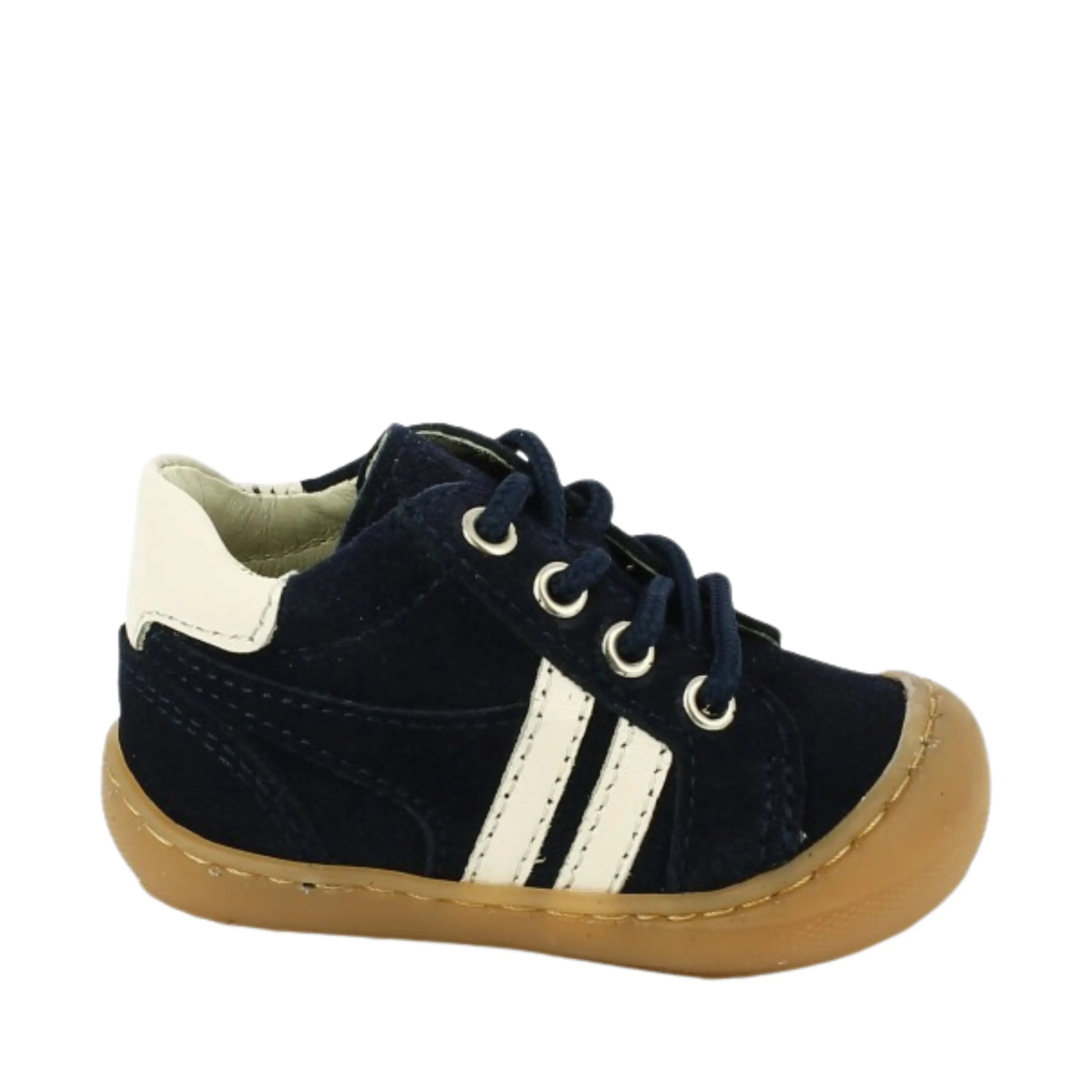 BELLAMY Bottillons Liliano Velours marine blanc ma petite pointure