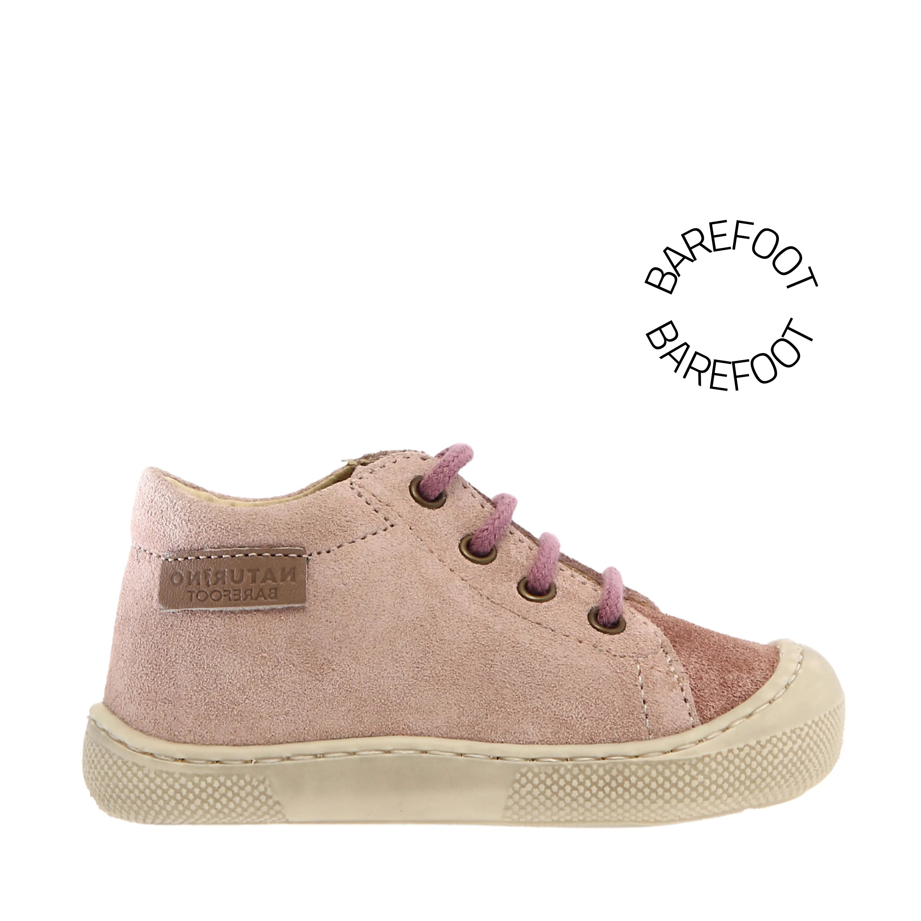 NATURINO Bottillons Barefoot Amur Suede Rose Cipria ma petite pointure