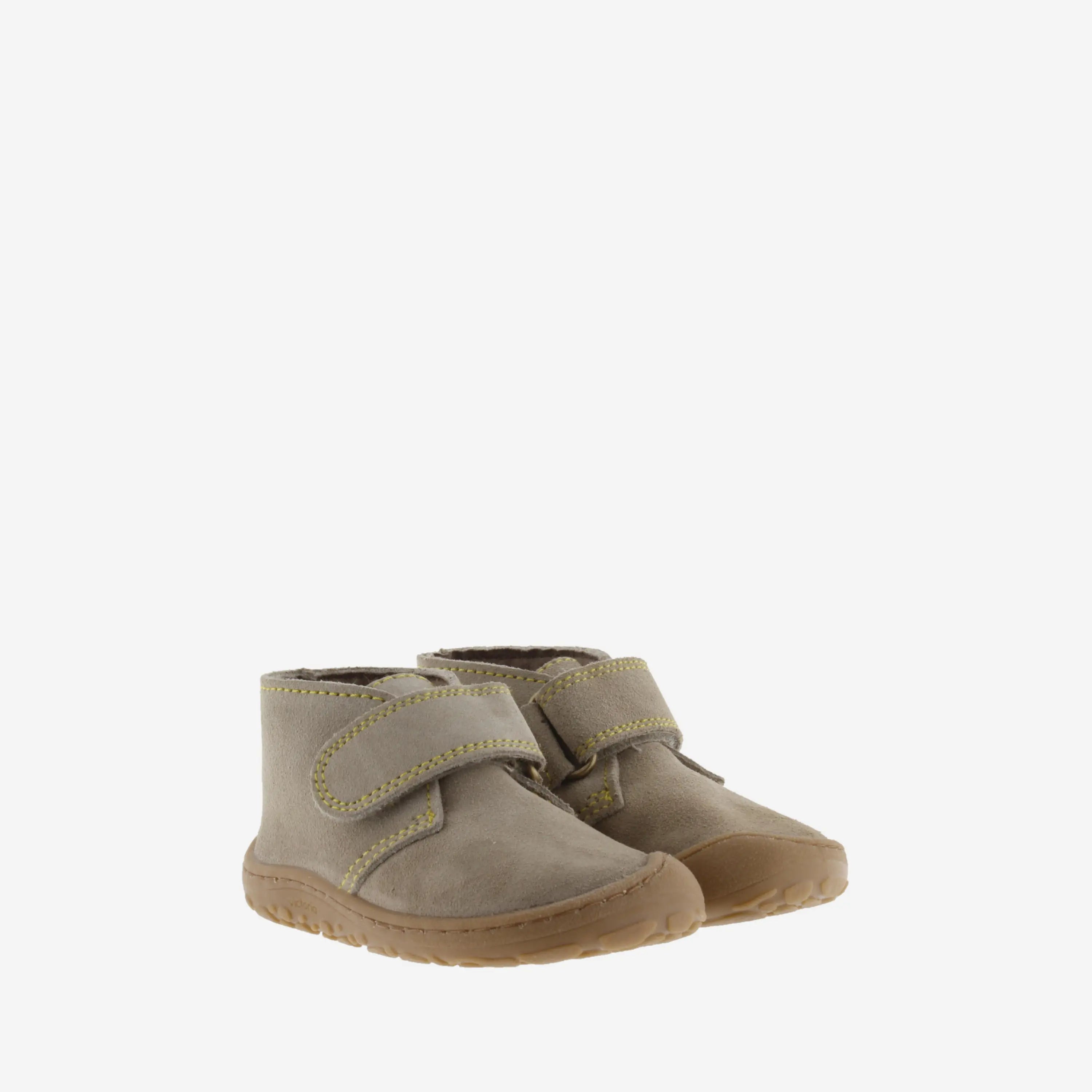 VICTORIA Bottines Barefoot Bosco Scratchs Cuir Fendu Taupe ma petite pointure