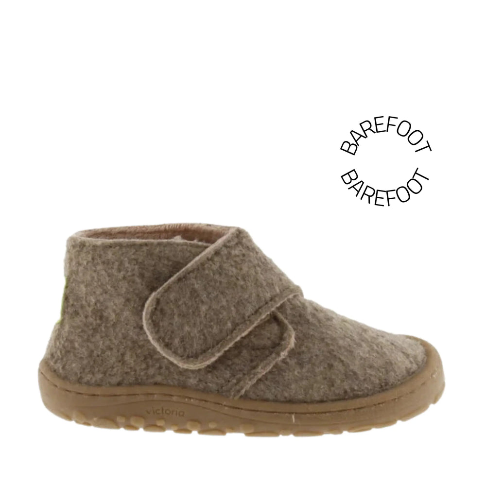 VICTORIA Chaussons Barefoot Bosco Scratch Casa Feutre Taupe ma petite pointure