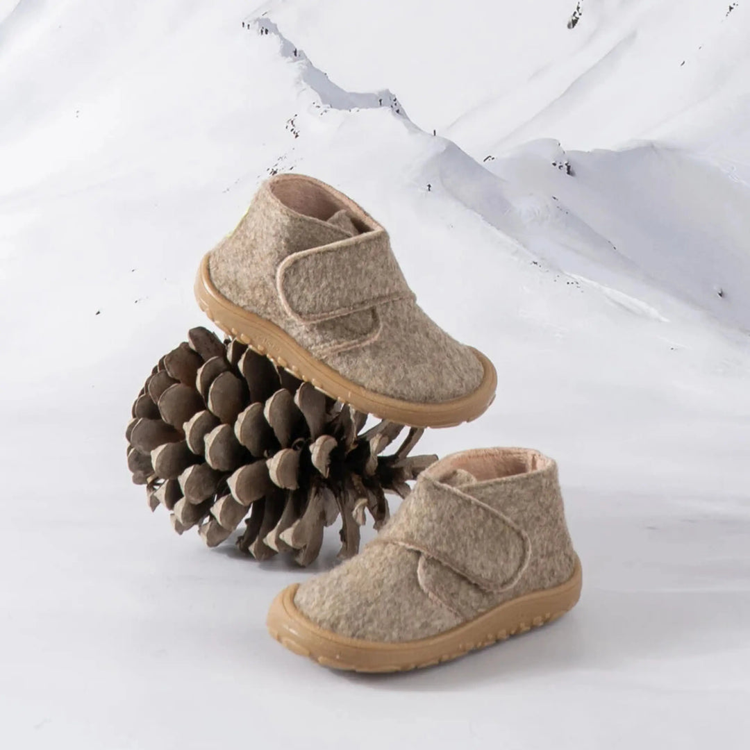 VICTORIA Chaussons Barefoot Bosco Scratch Casa Feutre Taupe ma petite pointure
