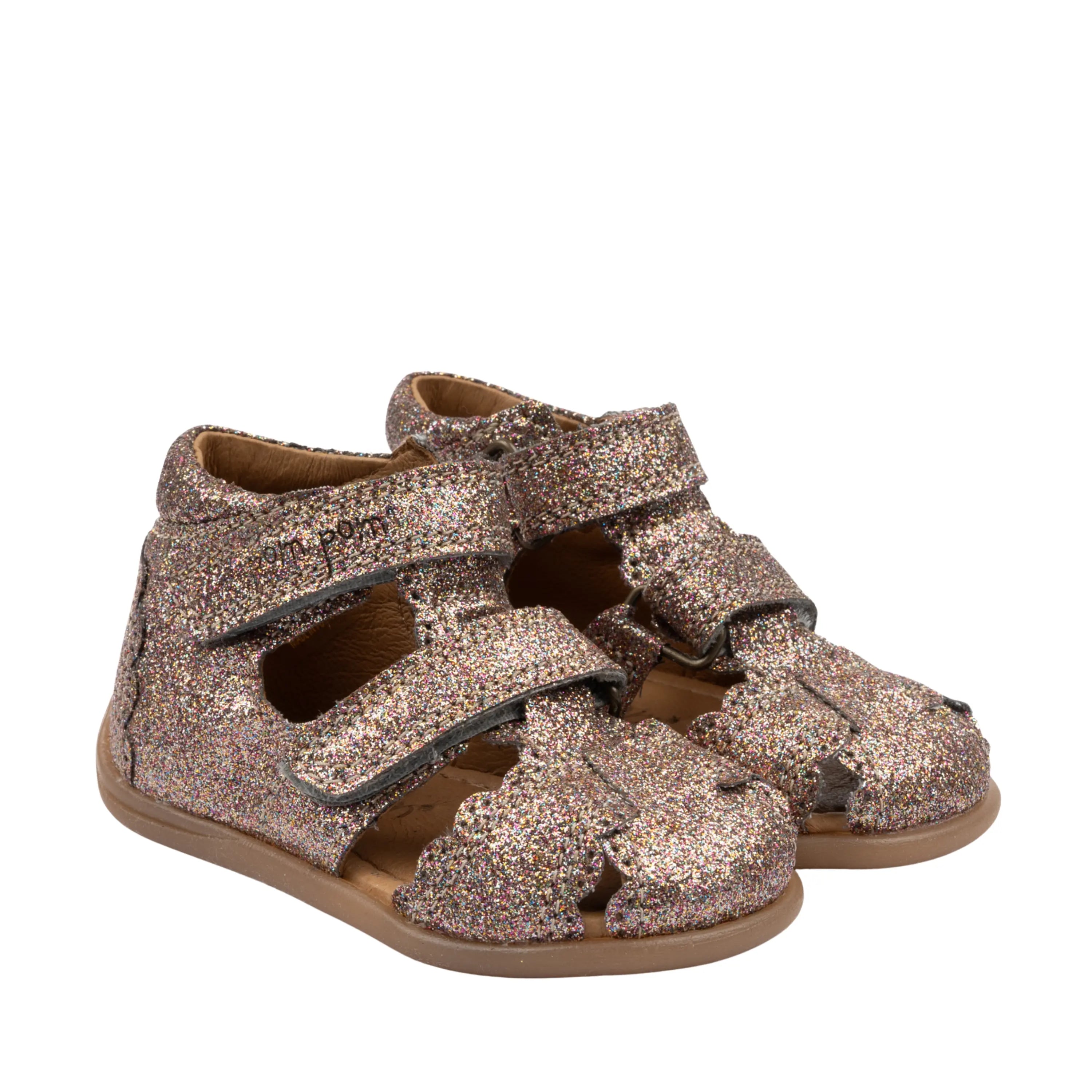 POM POM Sandales Starters Two Velcro Scalloped Multi Glitter ma petite pointure