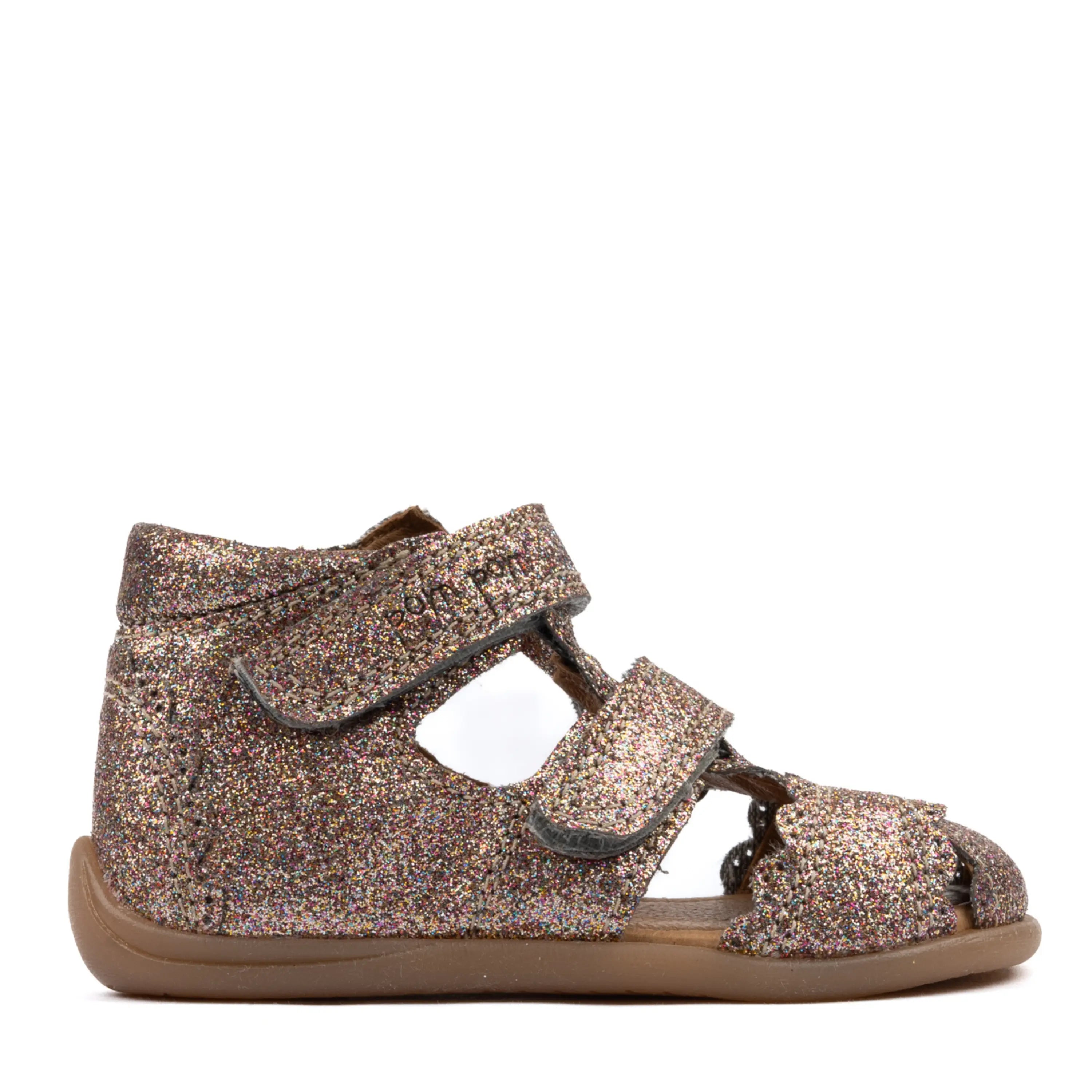 POM POM Sandales Starters Two Velcro Scalloped Multi Glitter ma petite pointure