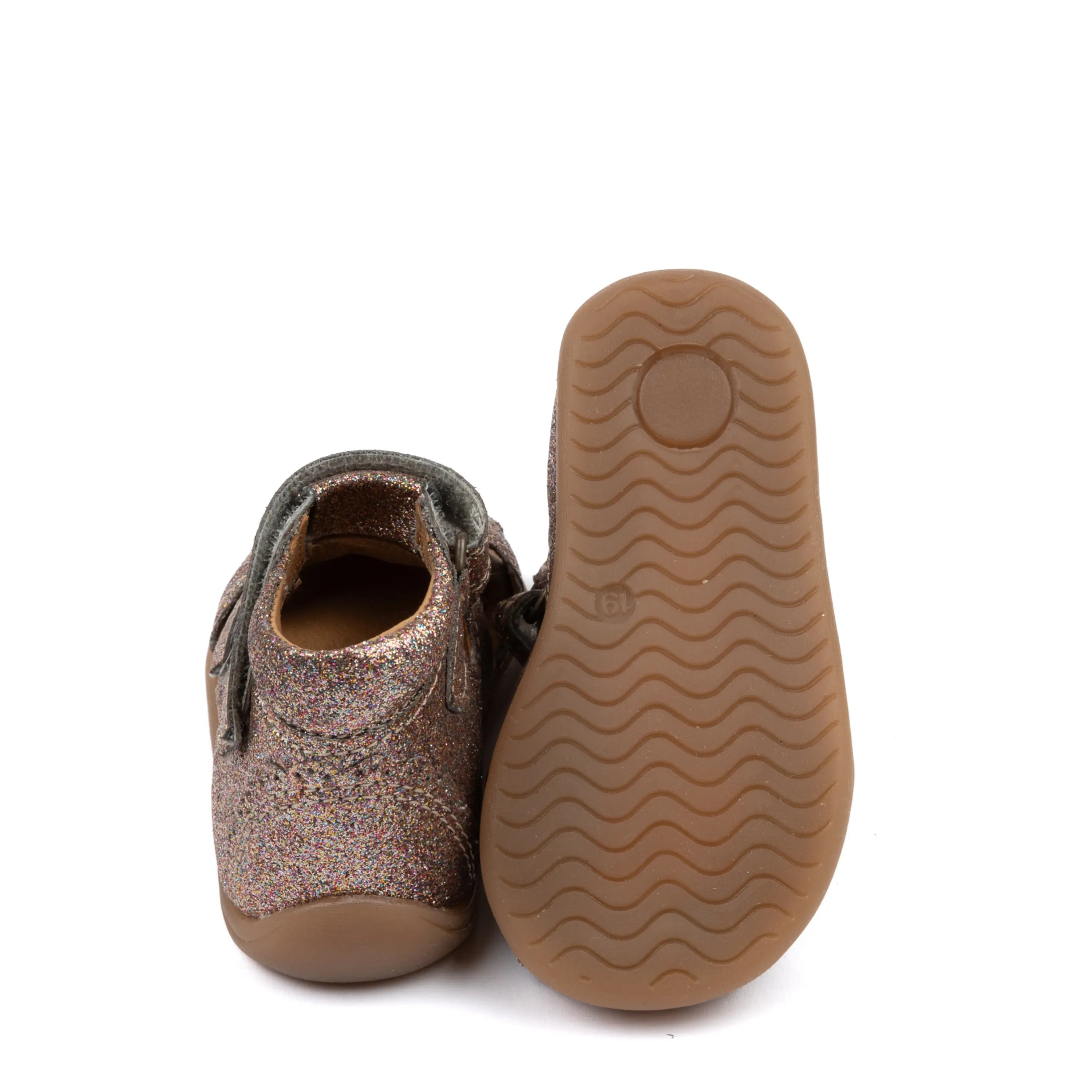 POM POM Sandales Starters Two Velcro Scalloped Multi Glitter ma petite pointure