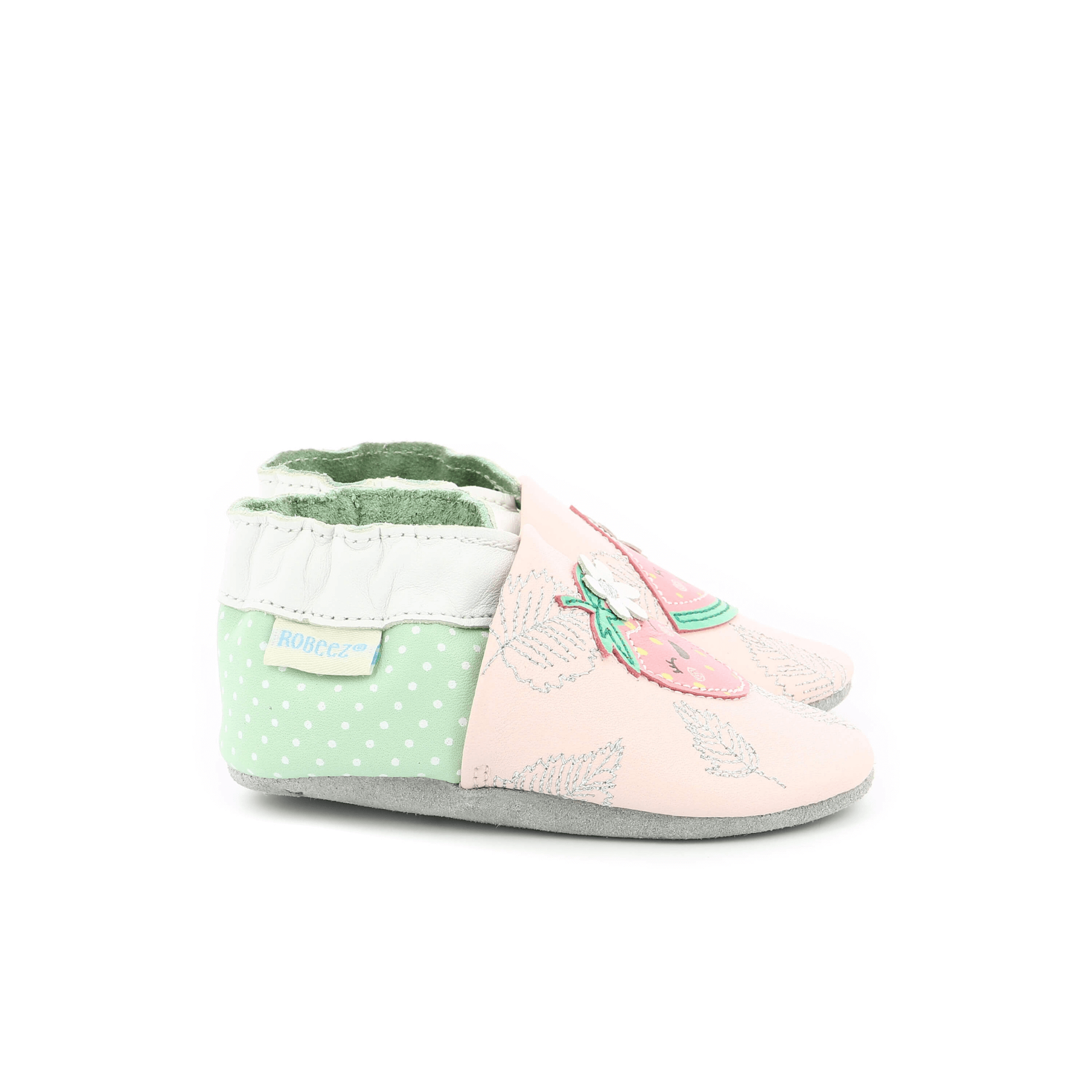 ROBEEZ Chaussons Fruit's Party Rose Clair Vert Clair ma petite pointure 