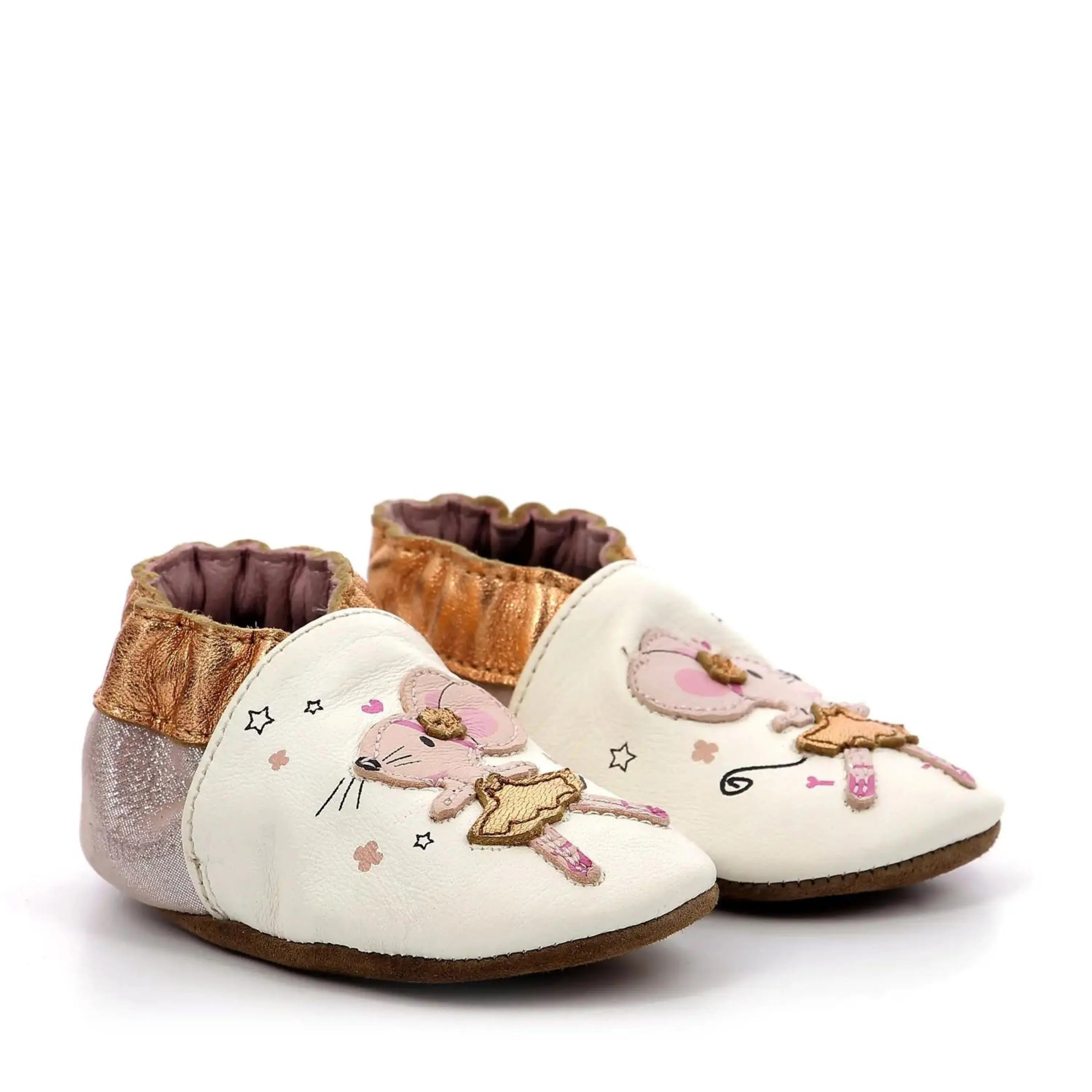 ROBEEZ Chaussons Dancing Mouse Blanc Rose Glitter ma petite pointure