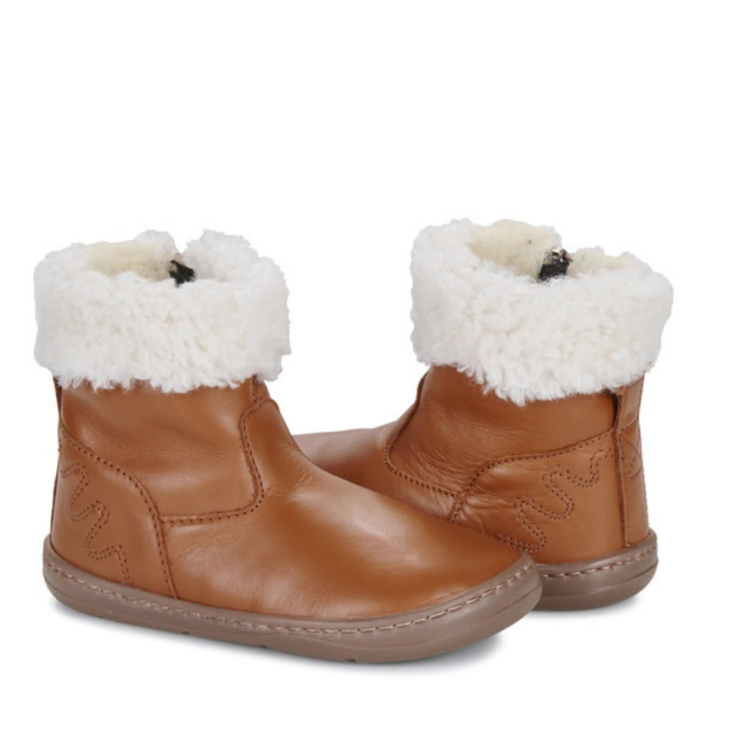 EASY PEASY Bottes Fourrées Barefoot My Grande Botte Camel ma petite pointure 