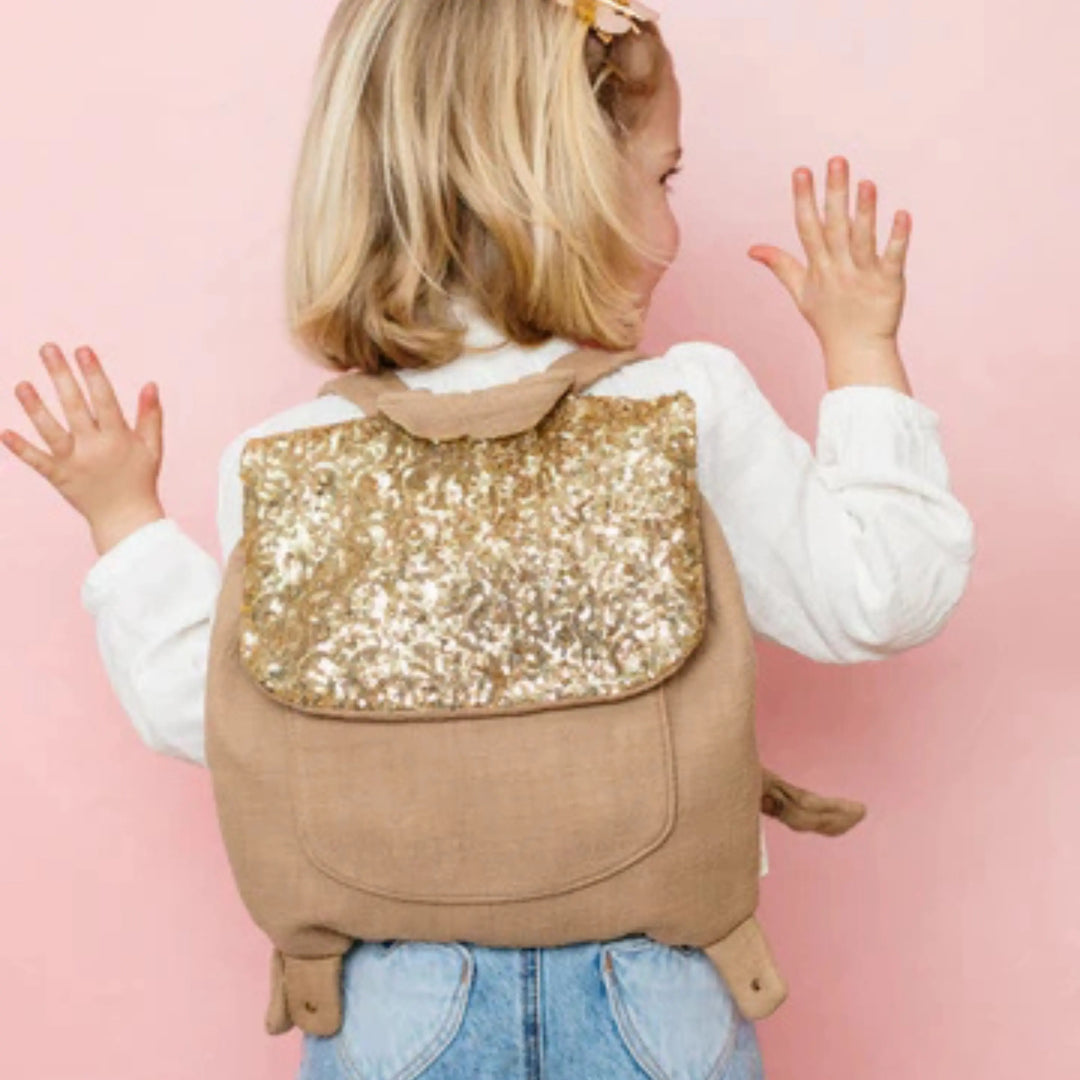LUCIOLE ET PETIT POIS Sac à dos crèche Sequins dorés ma petite pointure 
