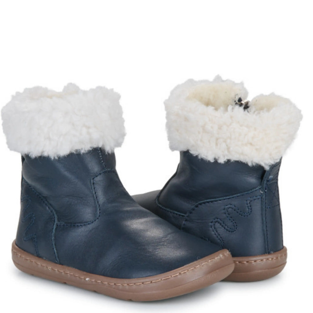 EASY PEASY Bottes Fourrées Barefoot My Grande Botte Marine ma petite pointure 