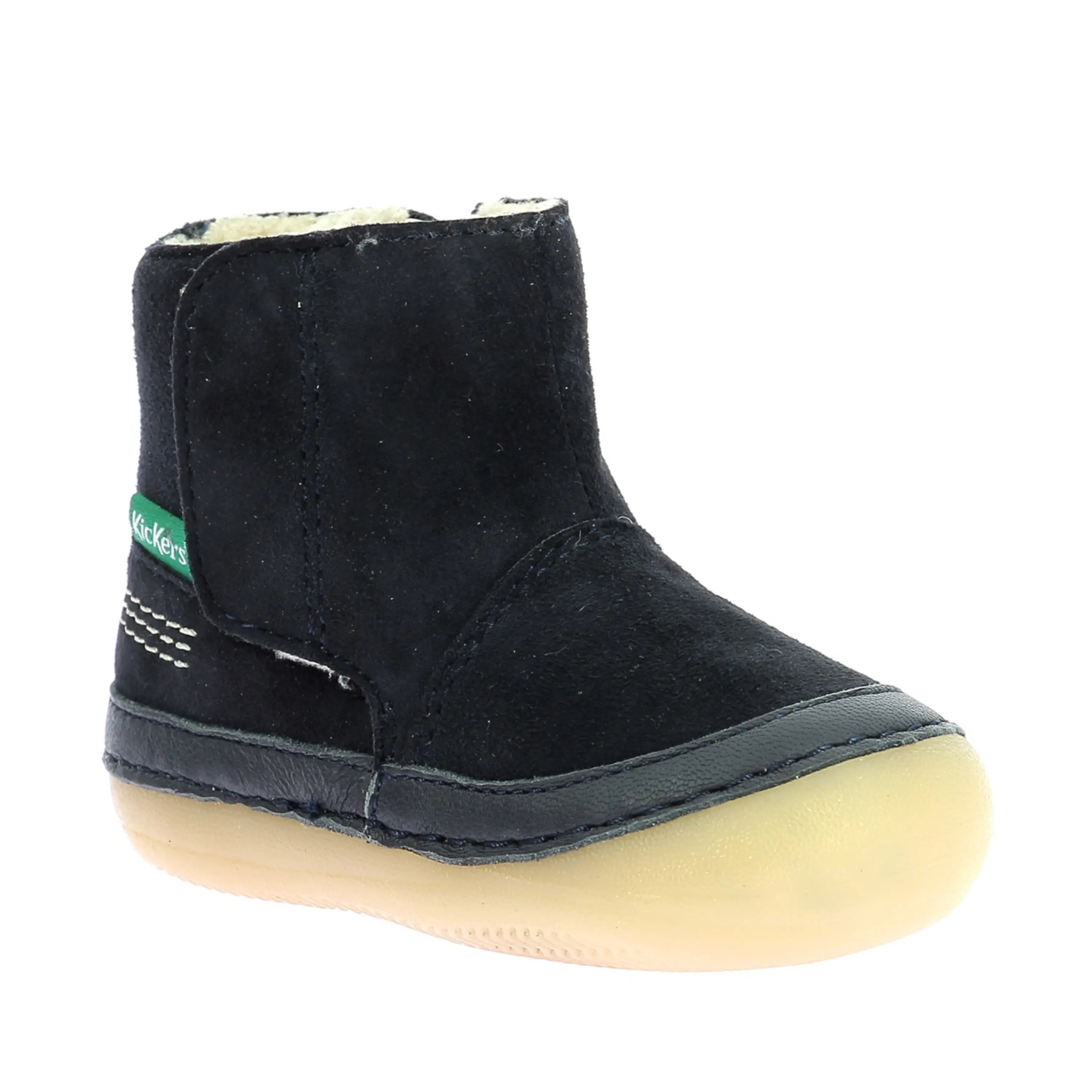 Bottines Bébé Kickers Playflex Hi - Cuir Verni Souple, Semelle Flexible, Fermeture Zip - Mixte
