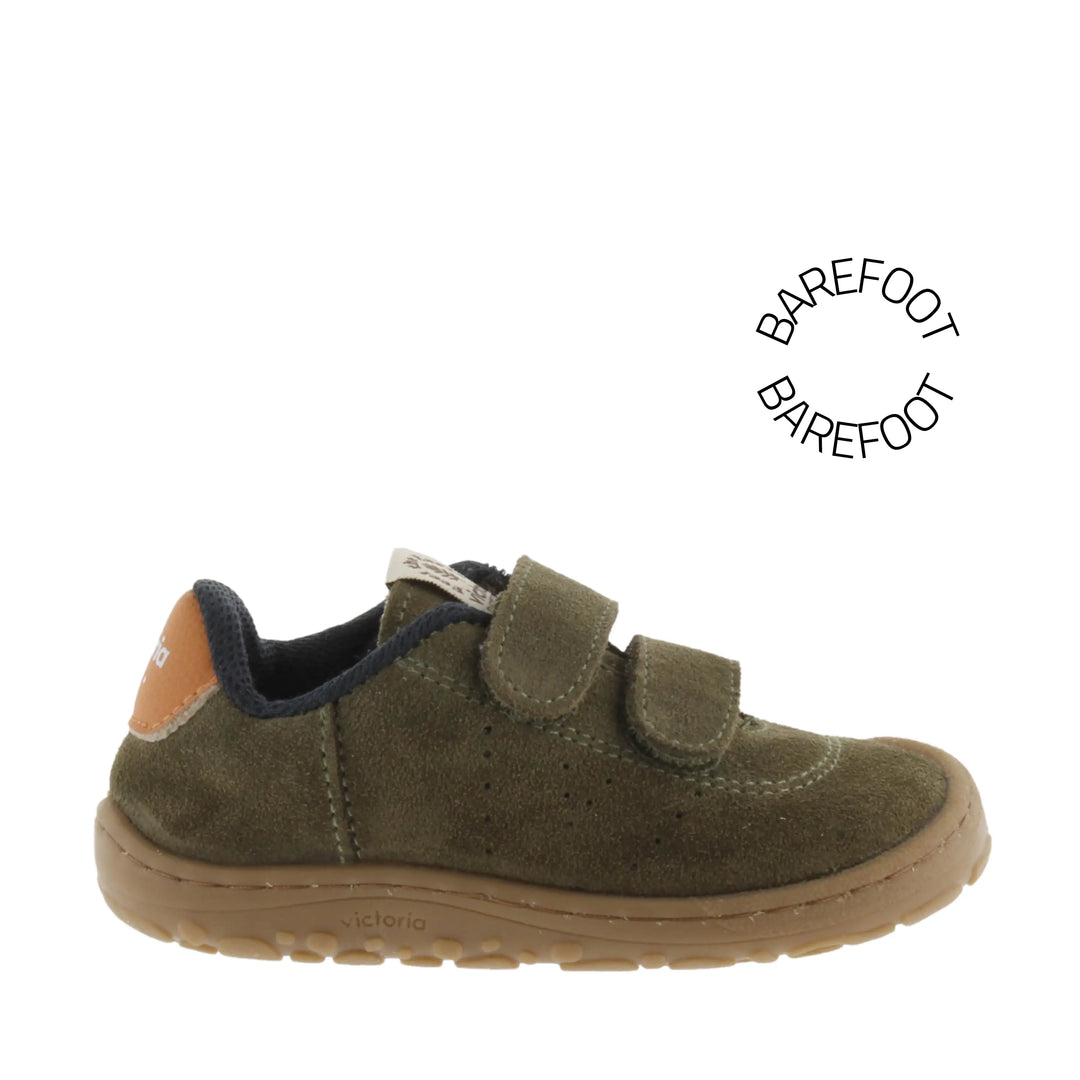 VICTORIA Baskets Barefoot Bosco Scratchs Cuir Fendu Kaki ma petite pointure 