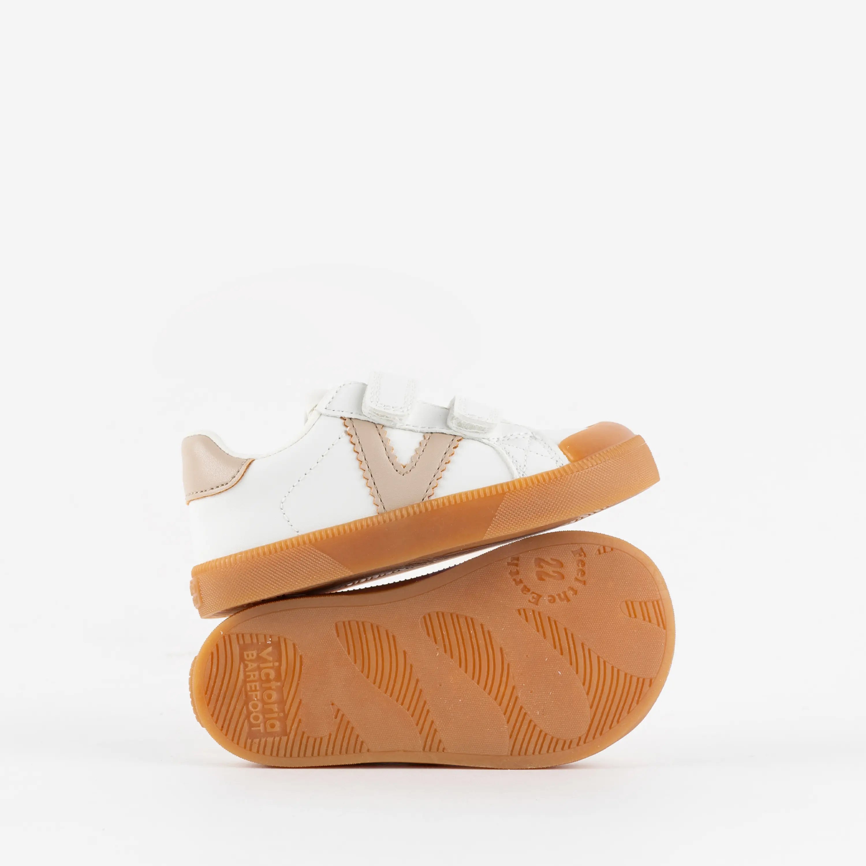 baskets barefoot bébé oliver effet cuir beige victoria