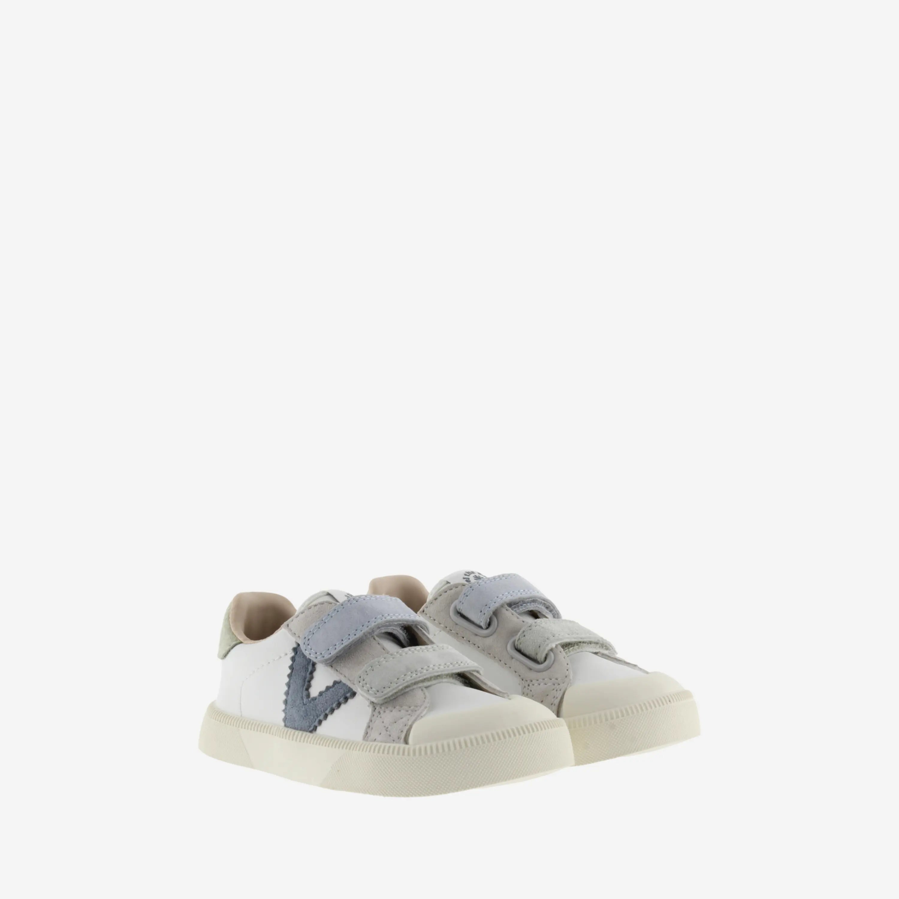baskets barefoot enfant Oliver effet cuir et daim bleu de Victoria