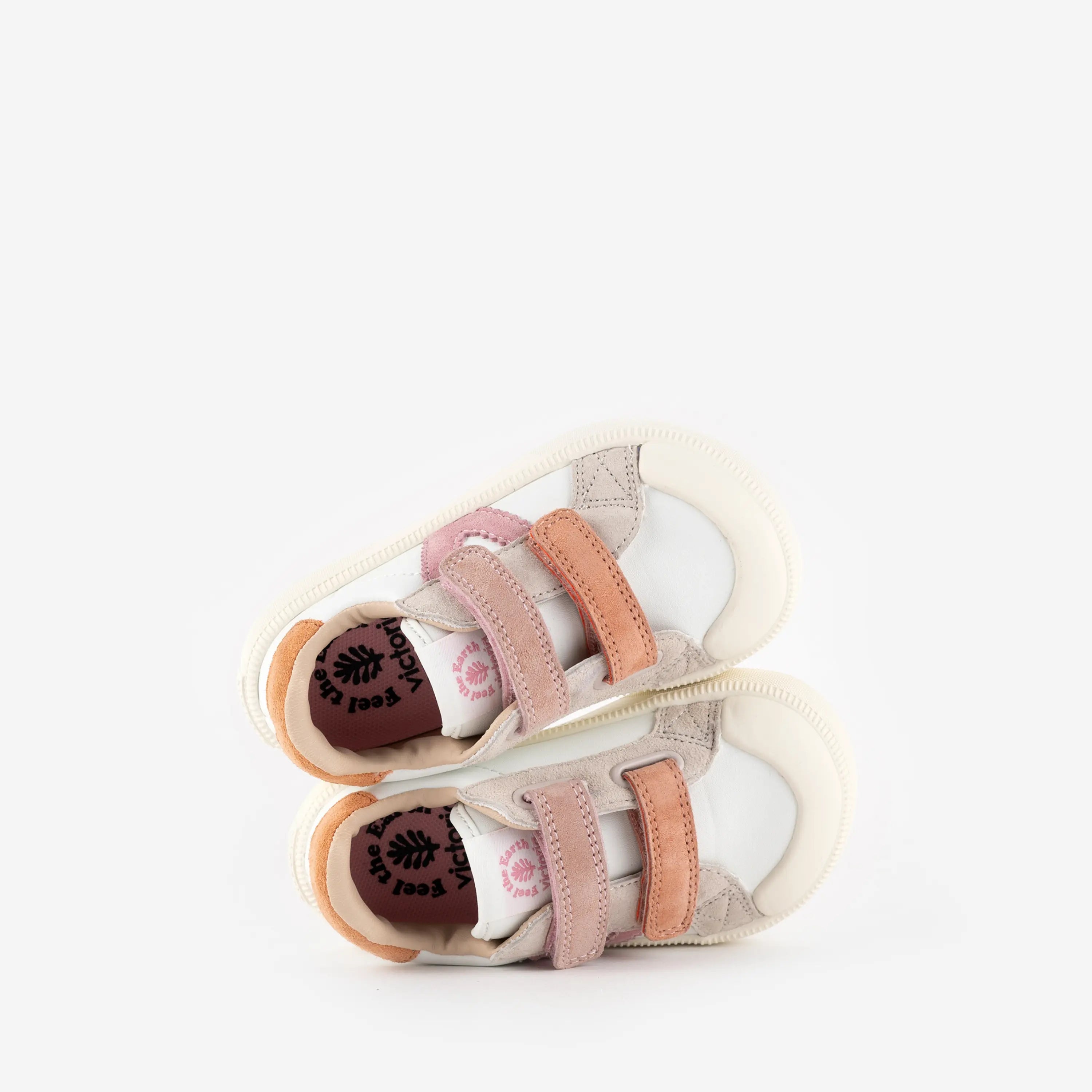 baskets barefoot bébé oliver effet cuir et daim rosa victoria