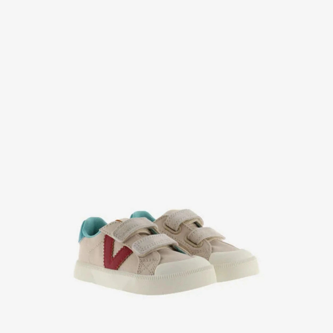 baskets en toile barefoot pour enfant oliver scratchs beige victoria