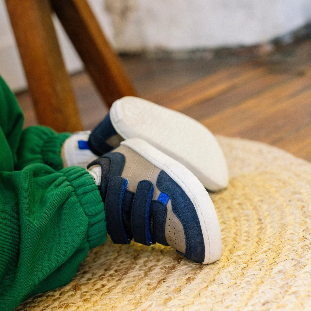 SHOO POM Baskets Barefoot Tooties Easy Pur Velours Navy Beige ma petite pointure 