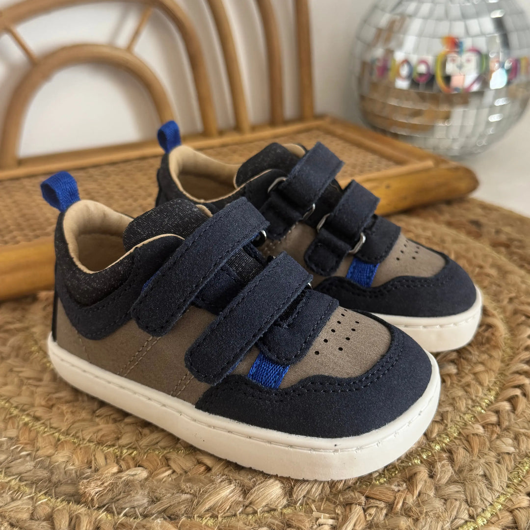 SHOO POM Baskets Barefoot Tooties Easy Pur Velours Navy Beige ma petite pointure 