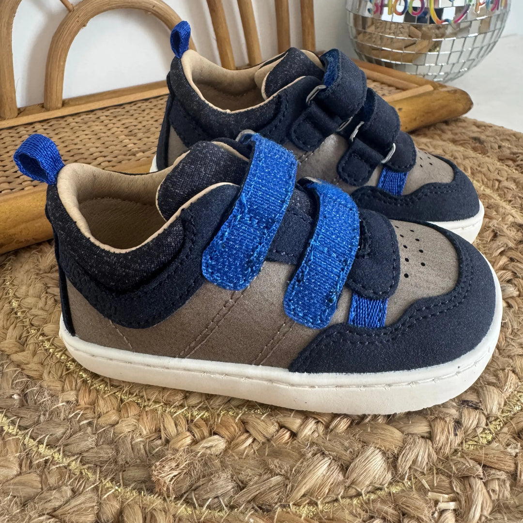 SHOO POM Baskets Barefoot Tooties Easy Pur Velours Navy Beige ma petite pointure 