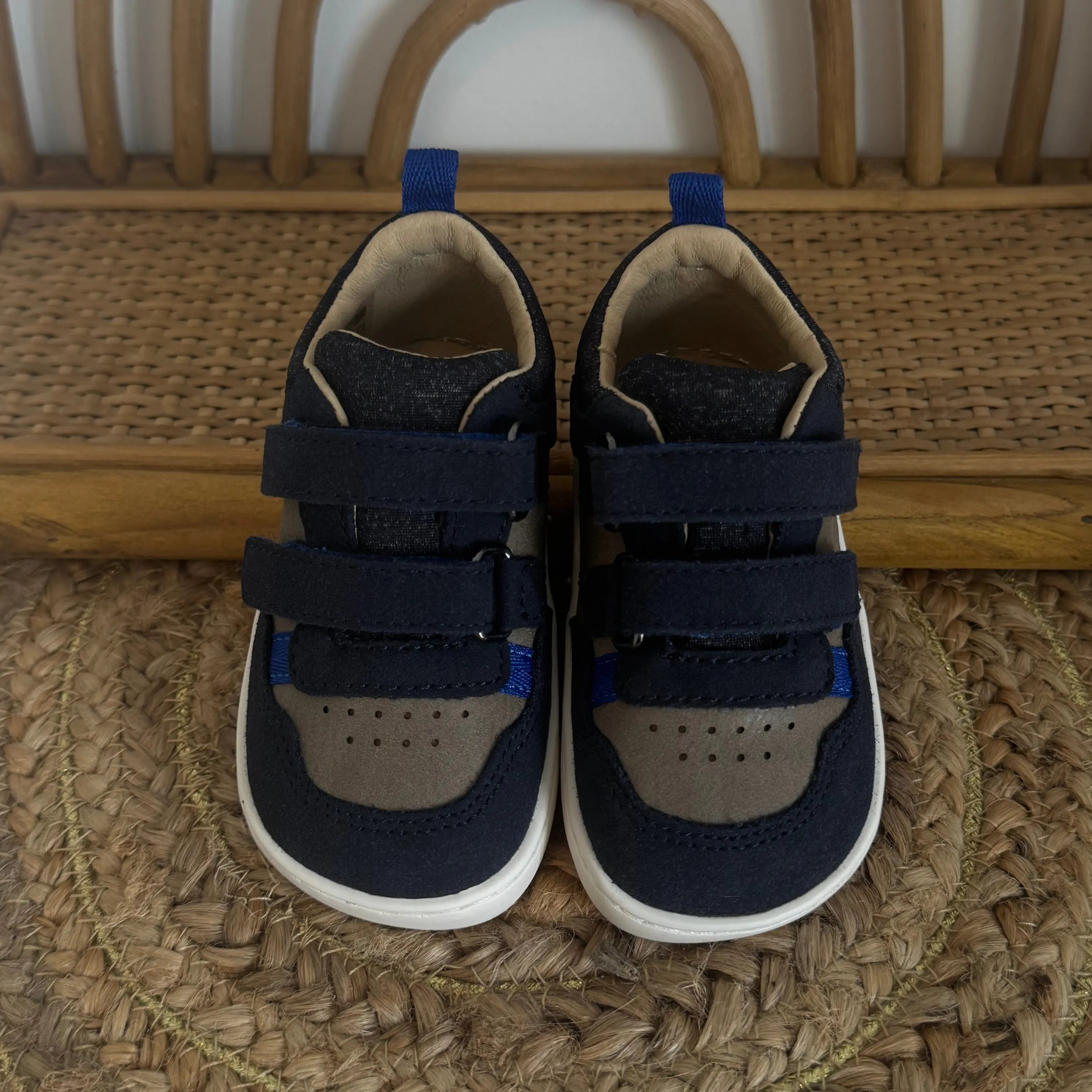 SHOO POM Baskets Barefoot Tooties Easy Pur Velours Navy Beige ma petite pointure 