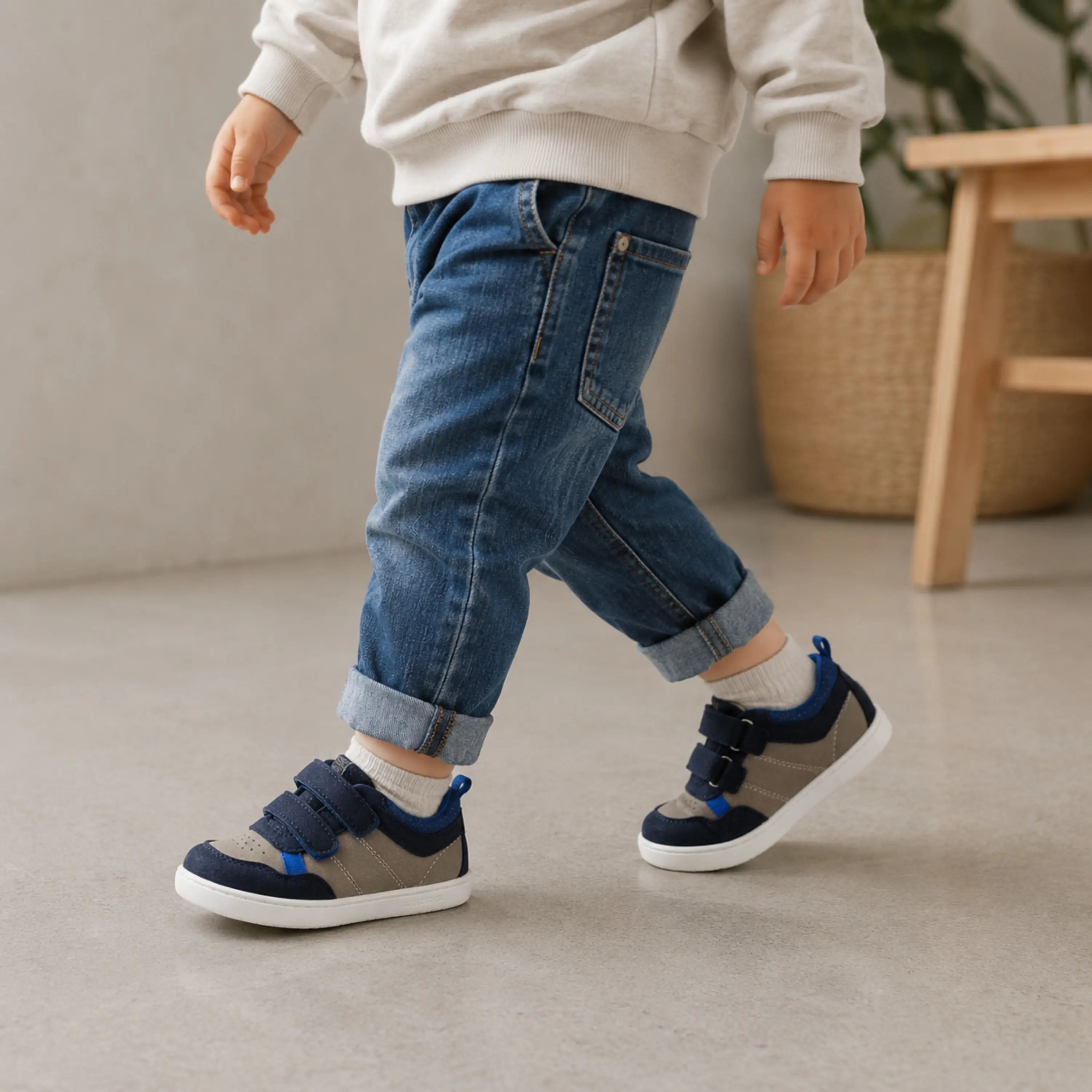 SHOO POM Baskets Barefoot Tooties Easy Pur Velours Navy Beige ma petite pointure 