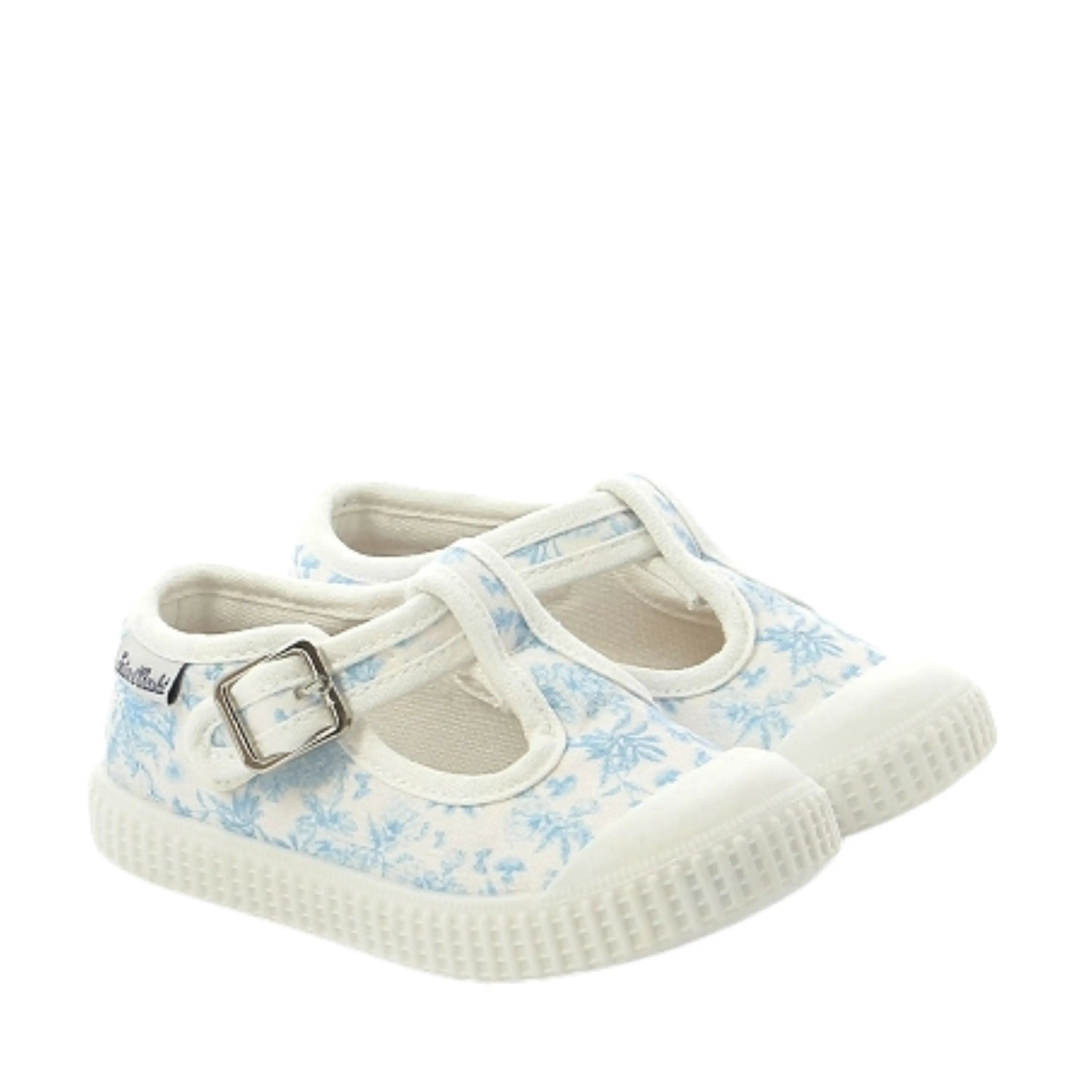 baskets en toile babies imprimé toile de jouy bleu Tartine et Chocolat 