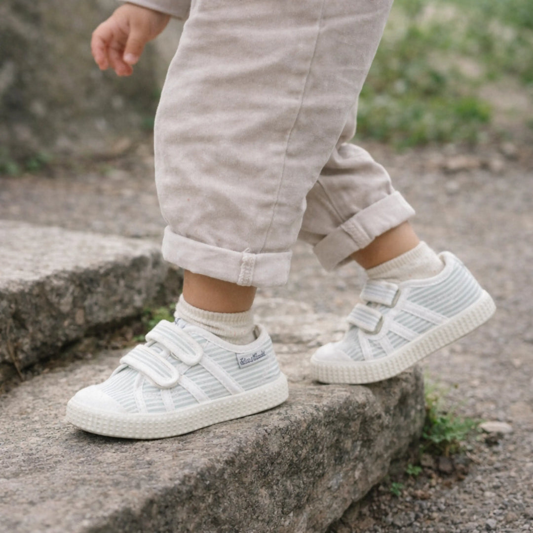 TARTINE ET CHOCOLAT Baskets en toile T&C 14 Easy Stripes Sauge ma petite pointure 