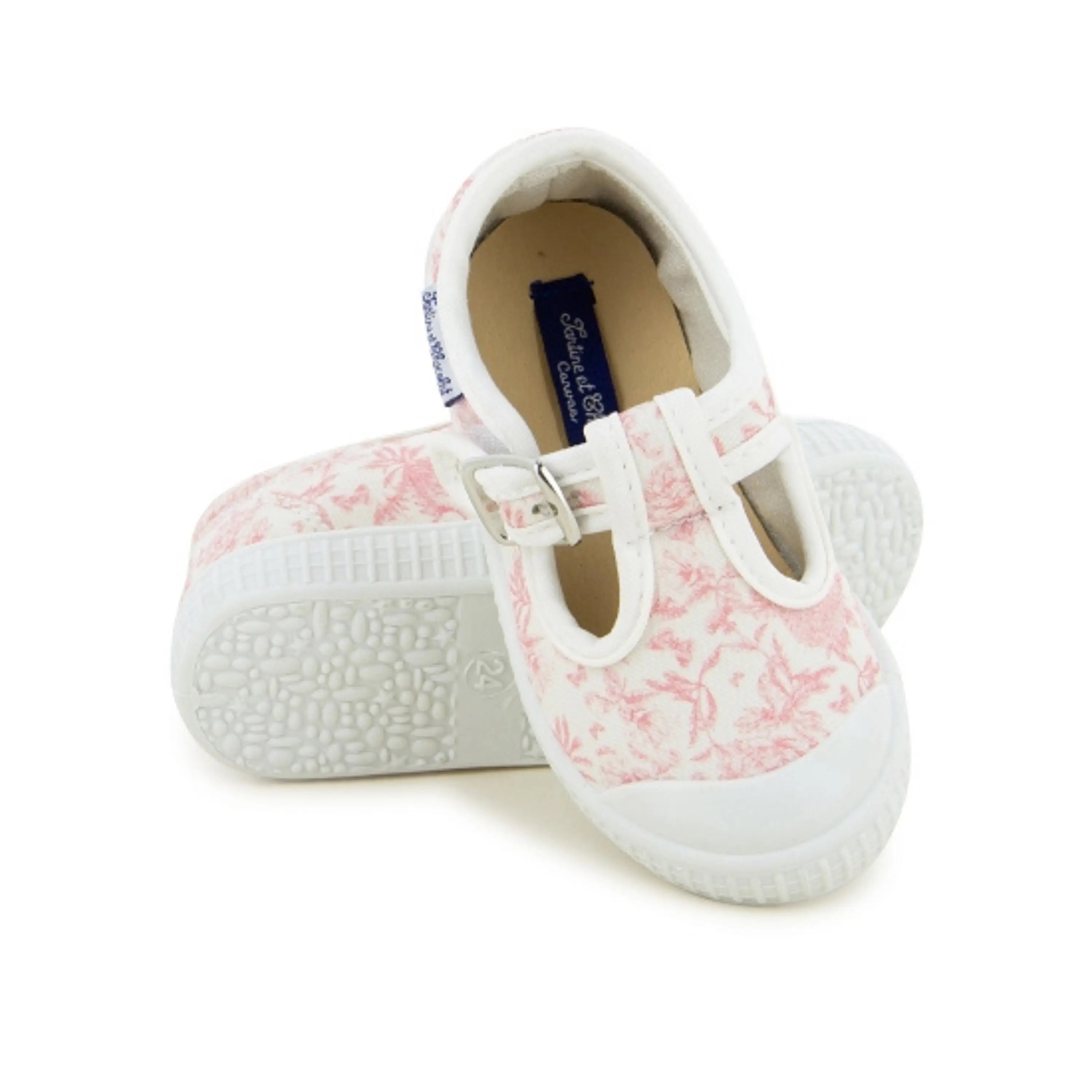 baskets en toile imprimé toile de Jouy Rose Tartine et Chocolat