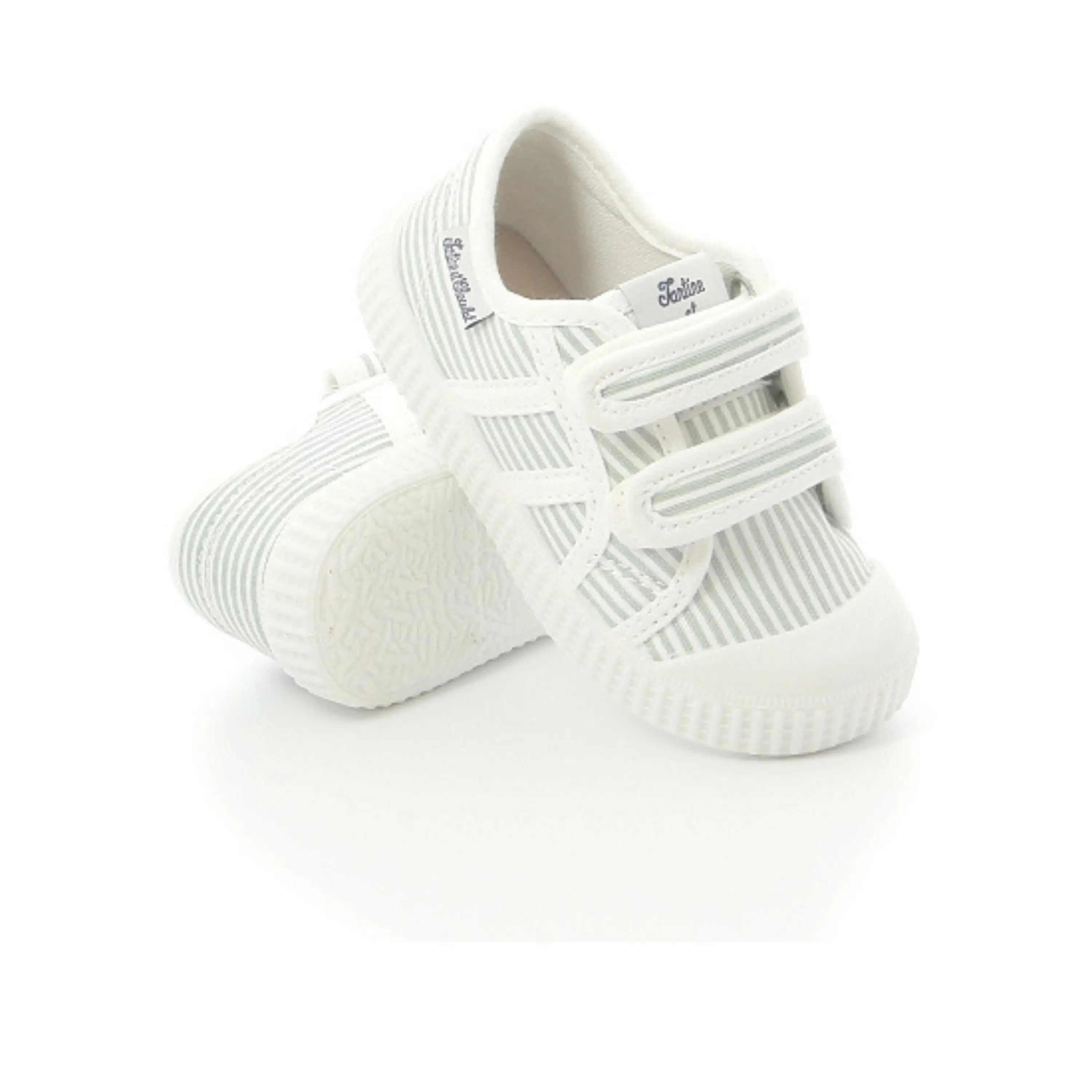 baskets en toile enfant Easy Stripes Sauge Tartine et Chocolat