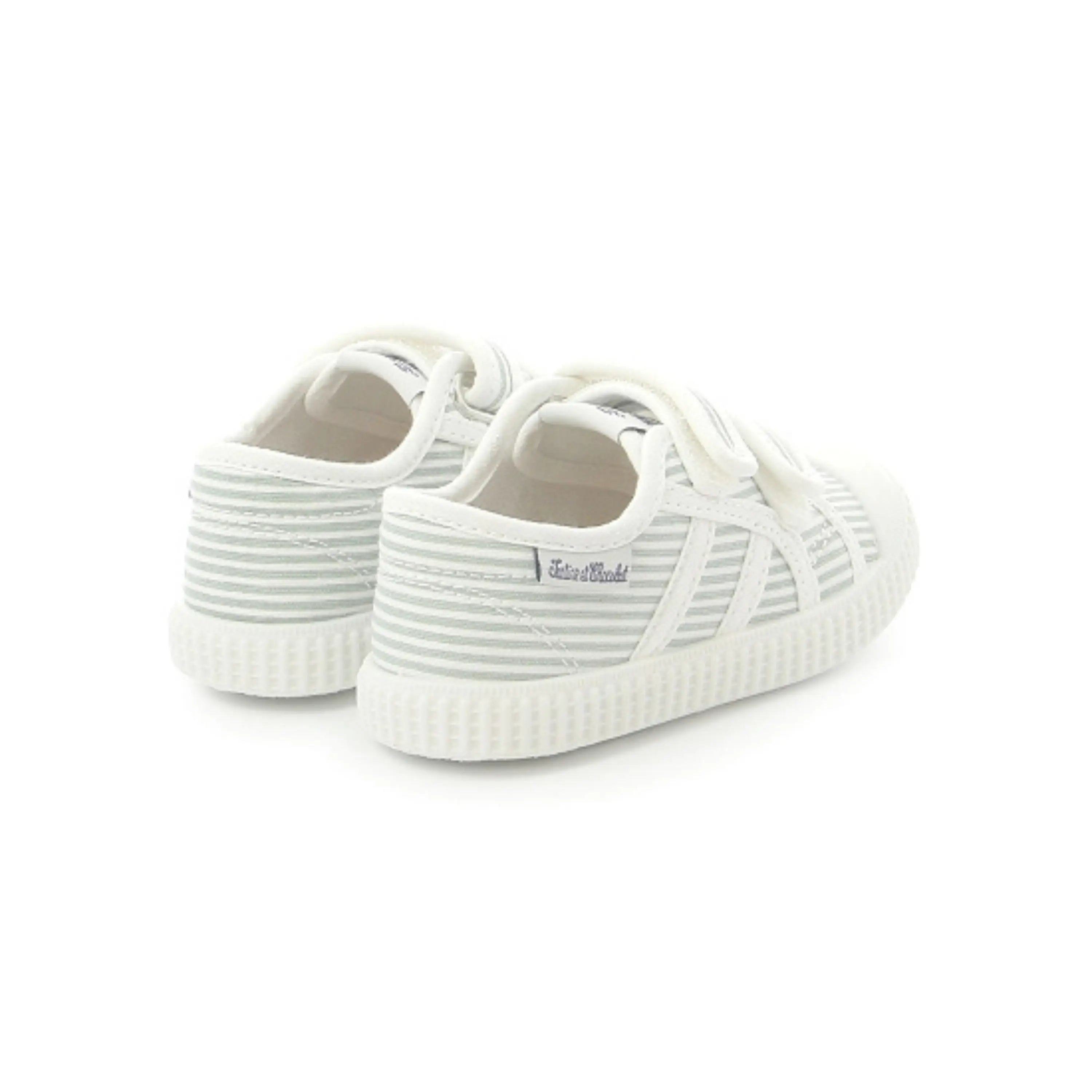 baskets en toile rayé sauge Tartine et Chocolat