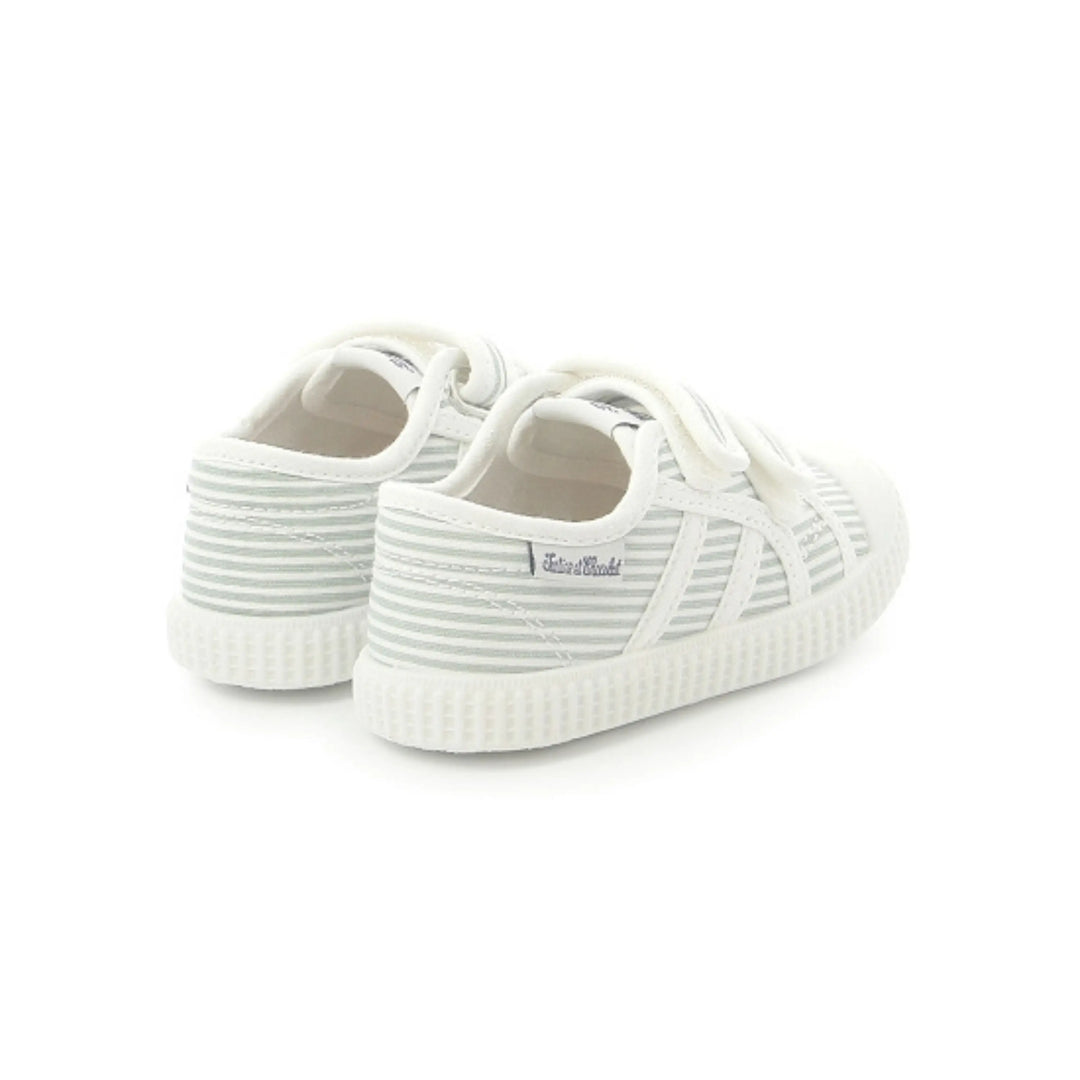 baskets en toile rayé sauge Tartine et Chocolat