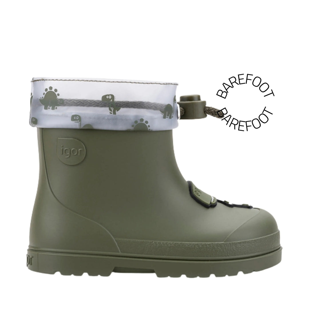 IGOR Bottes de Pluie Barefoot Mendi Dino Kaki ma petite pointure 