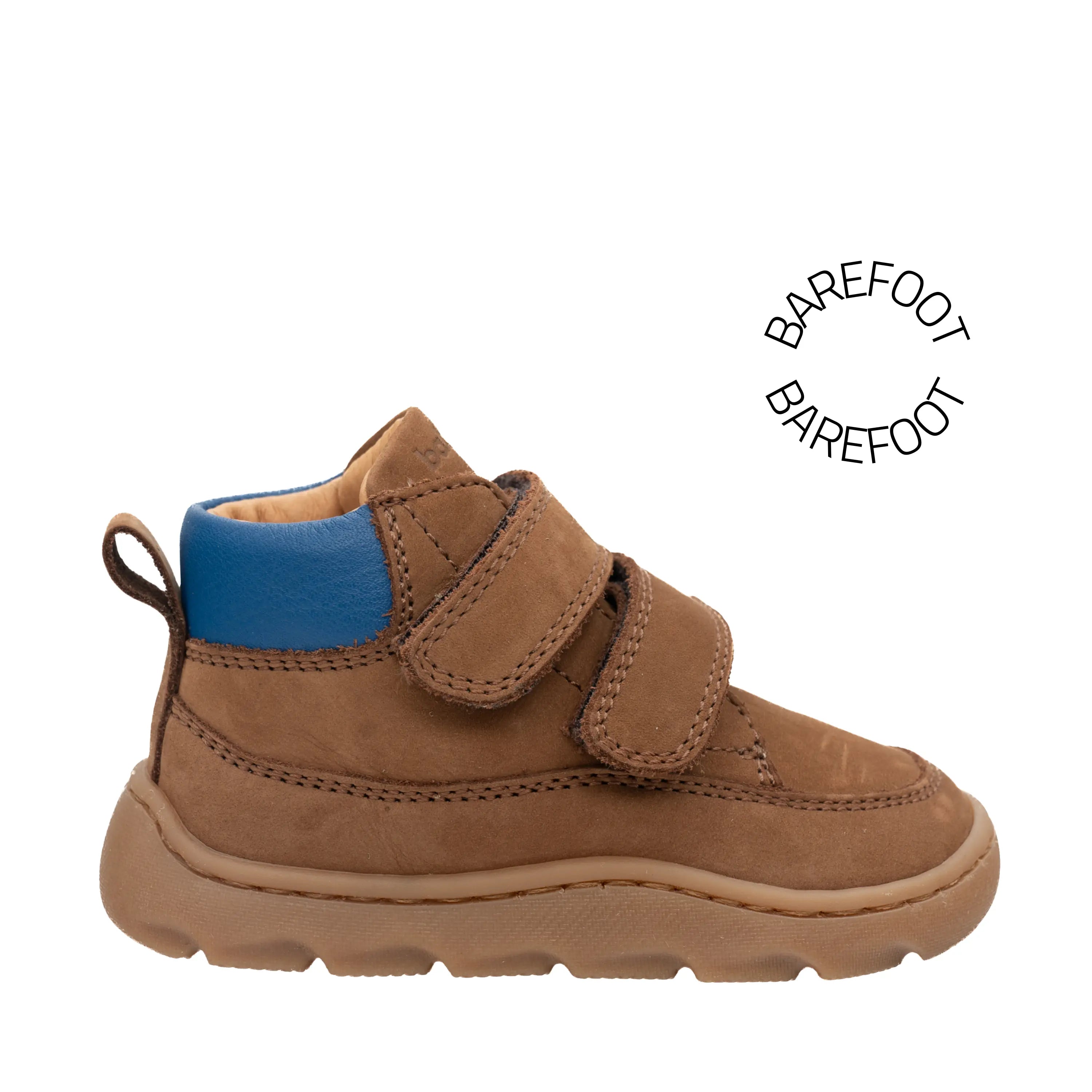 BABYBOTTE Bottillons Barefoot Alpes Velcro Nubuck Cognac ma petite pointure 