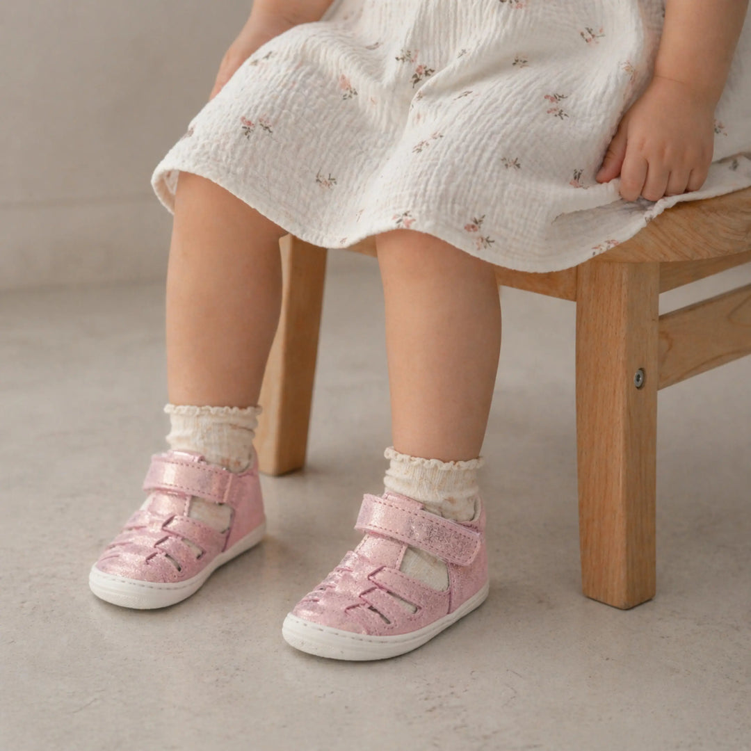 BELLAMY Bottillons semi-ouverts Lopy Rose irisé ma petite pointure 