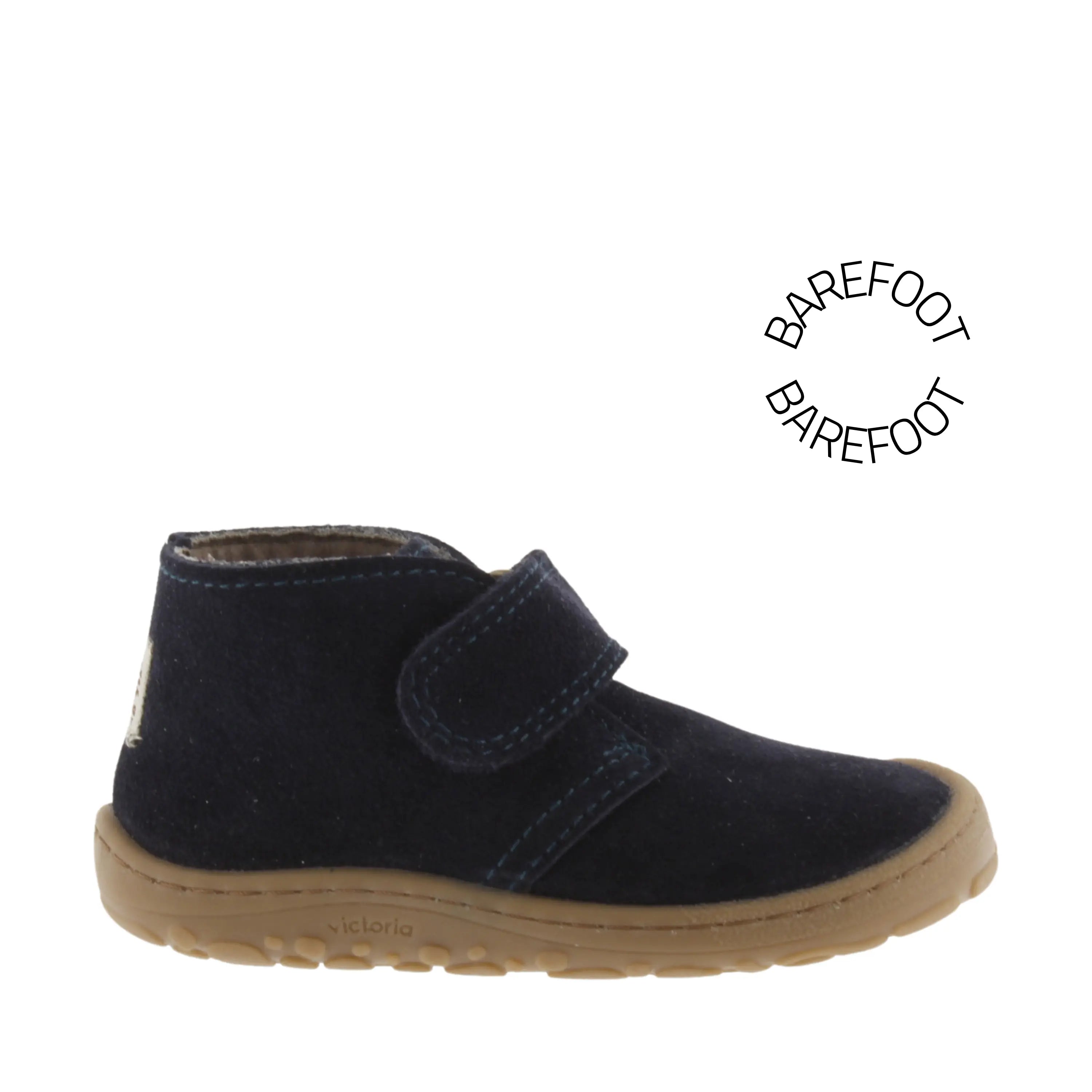 VICTORIA Bottines Barefoot Bosco Scratchs Cuir Fendu Marino ma petite pointure 