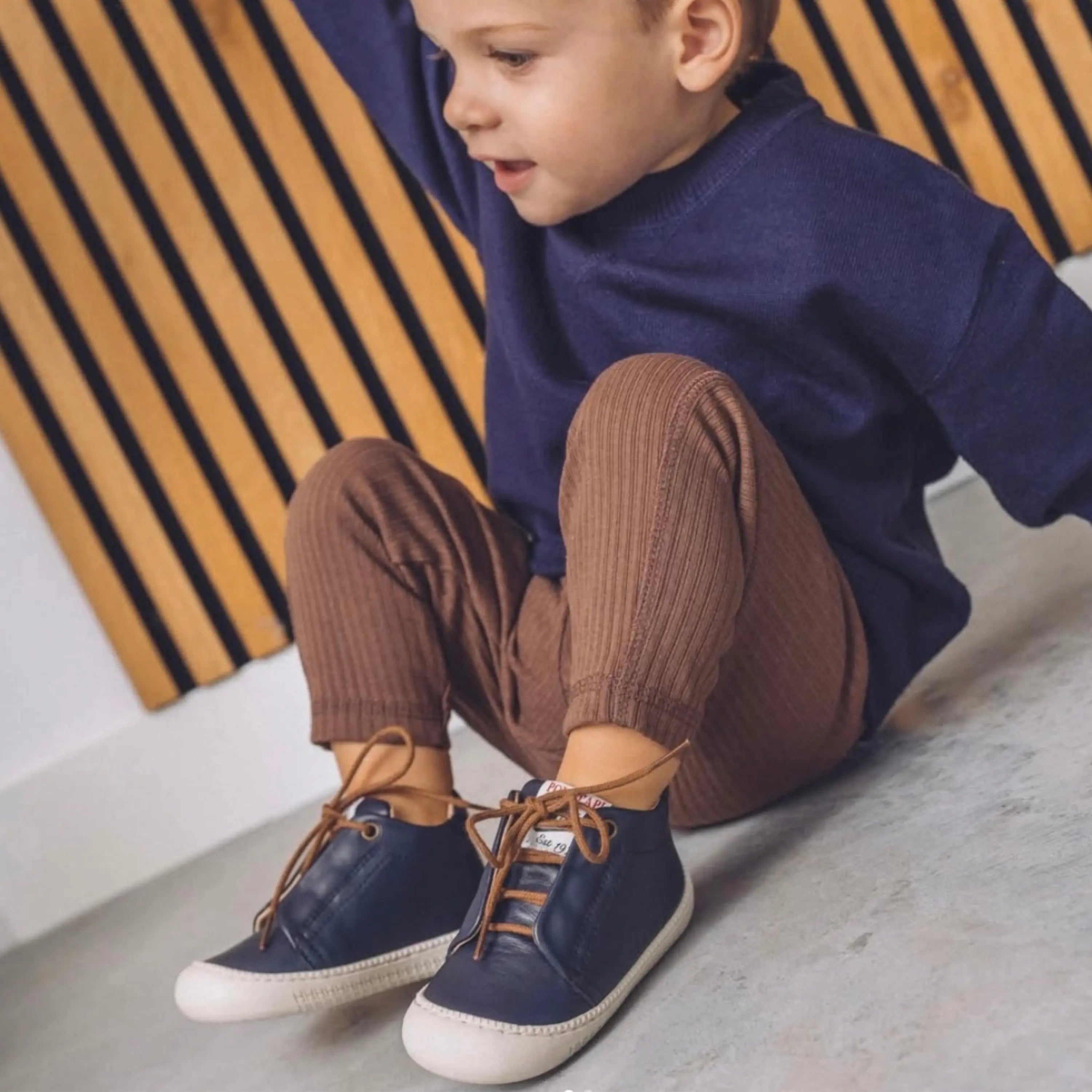 POM D'API Bottines Barefoot Yaka Speed Nappa Marine ma petite pointure 