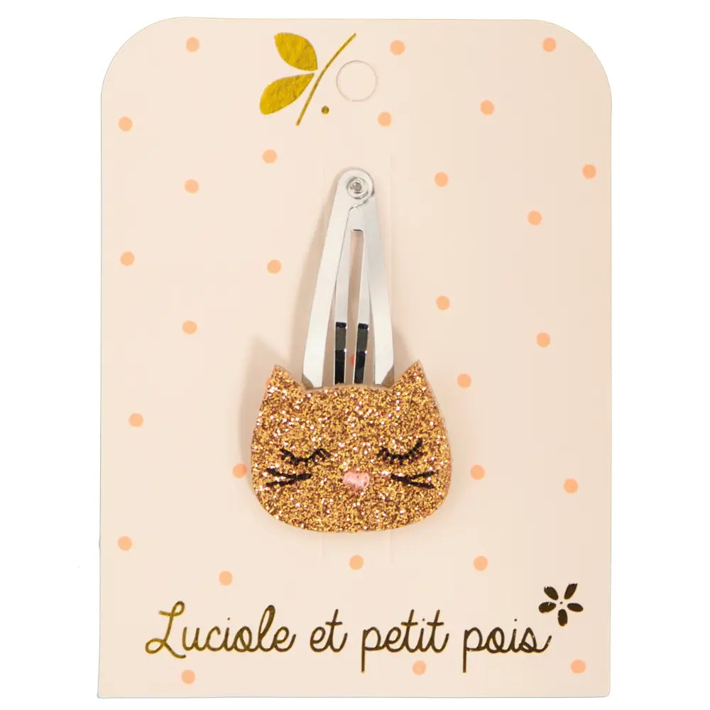 LUCIOLE ET PETIT POIS Barrette Chat Bronze ma petite pointure 
