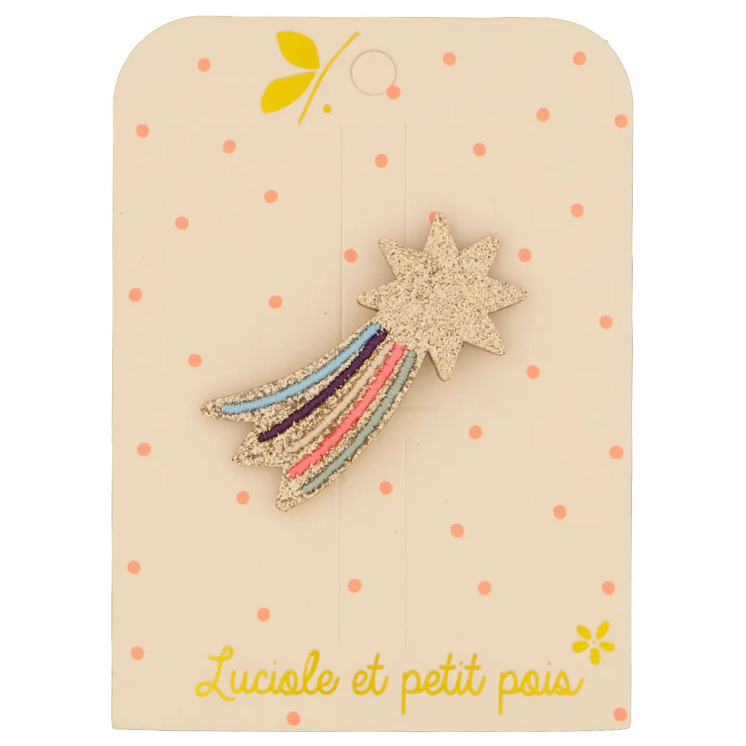 LUCIOLE ET PETIT POIS Barrette Etoile Filante Multicolore Rose Fluo ma petite pointure 