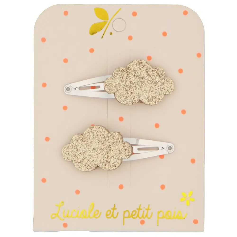 LUCIOLE ET PETIT POIS Barrettes nuages Or ma petite pointure 