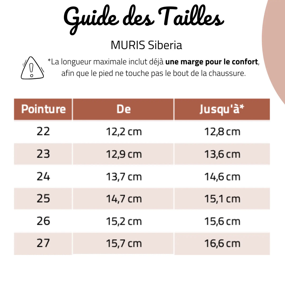 MURIS Bottes Barefoot Fourrées Siberia Mini Warm Taupe ma petite pointure 