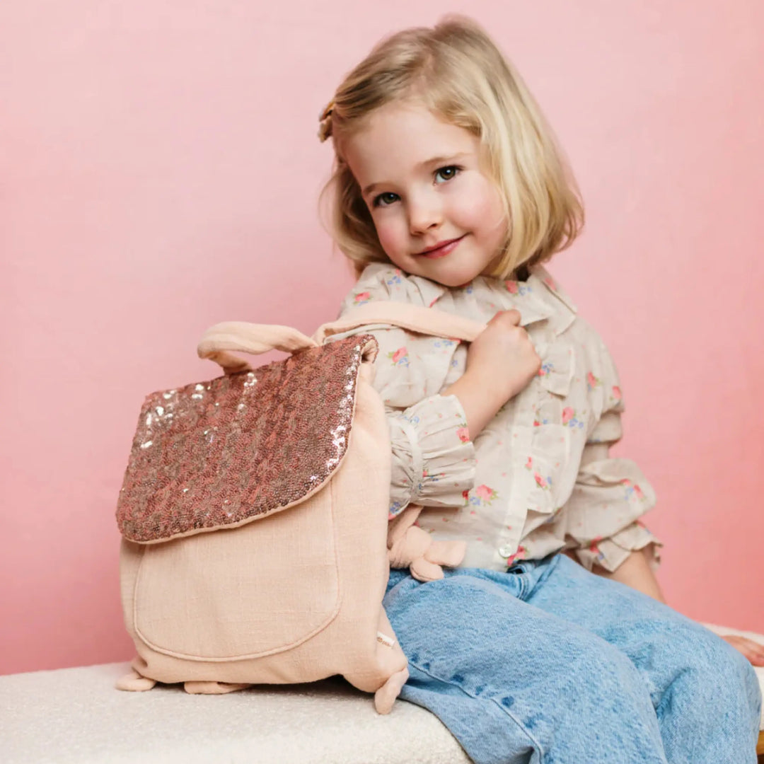 LUCIOLE ET PETIT POIS Sac à dos crèche Sequins roses ma petite pointure 